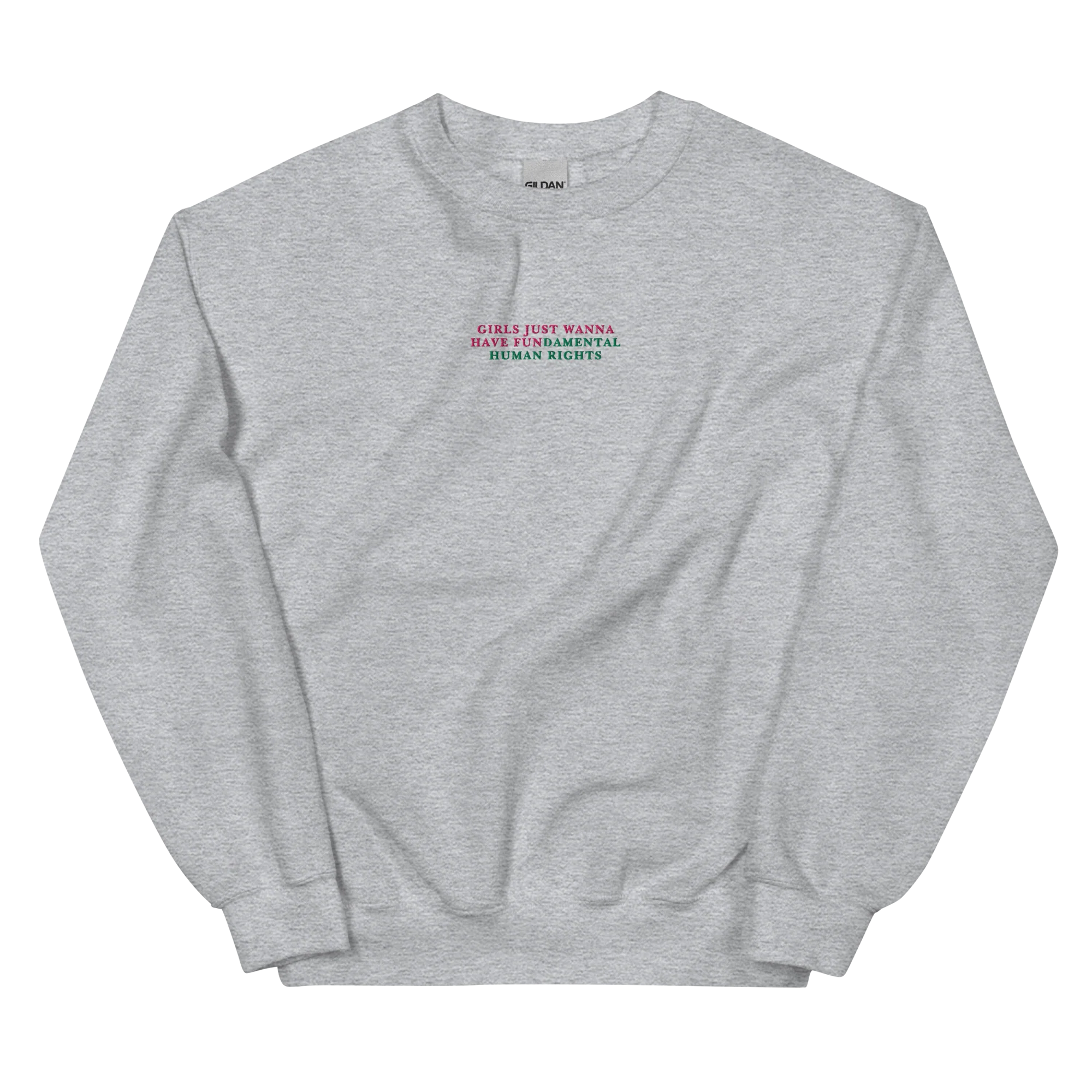 Girls Just Wanna Have Fundamental Human Rights Feminist Embroidered Sweatshirt - Image 3