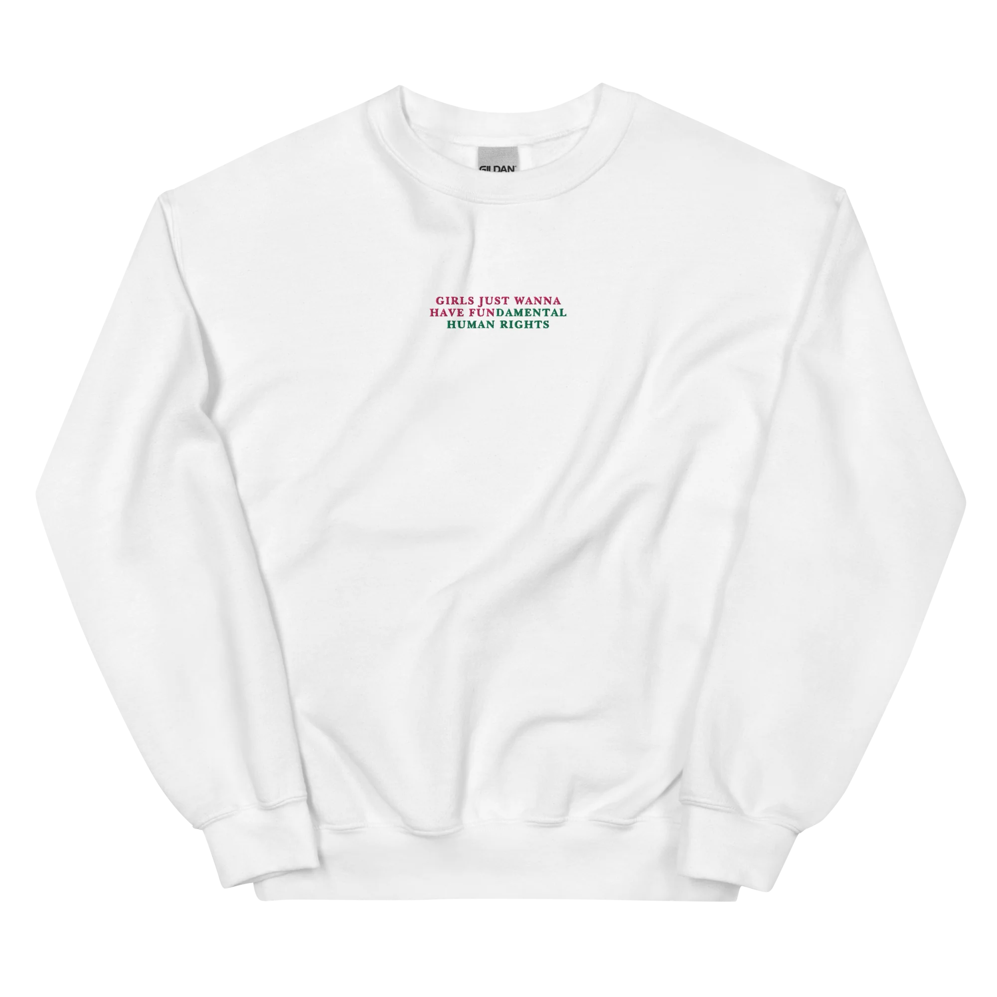 Girls Just Wanna Have Fundamental Human Rights Feminist Embroidered Sweatshirt - Image 4