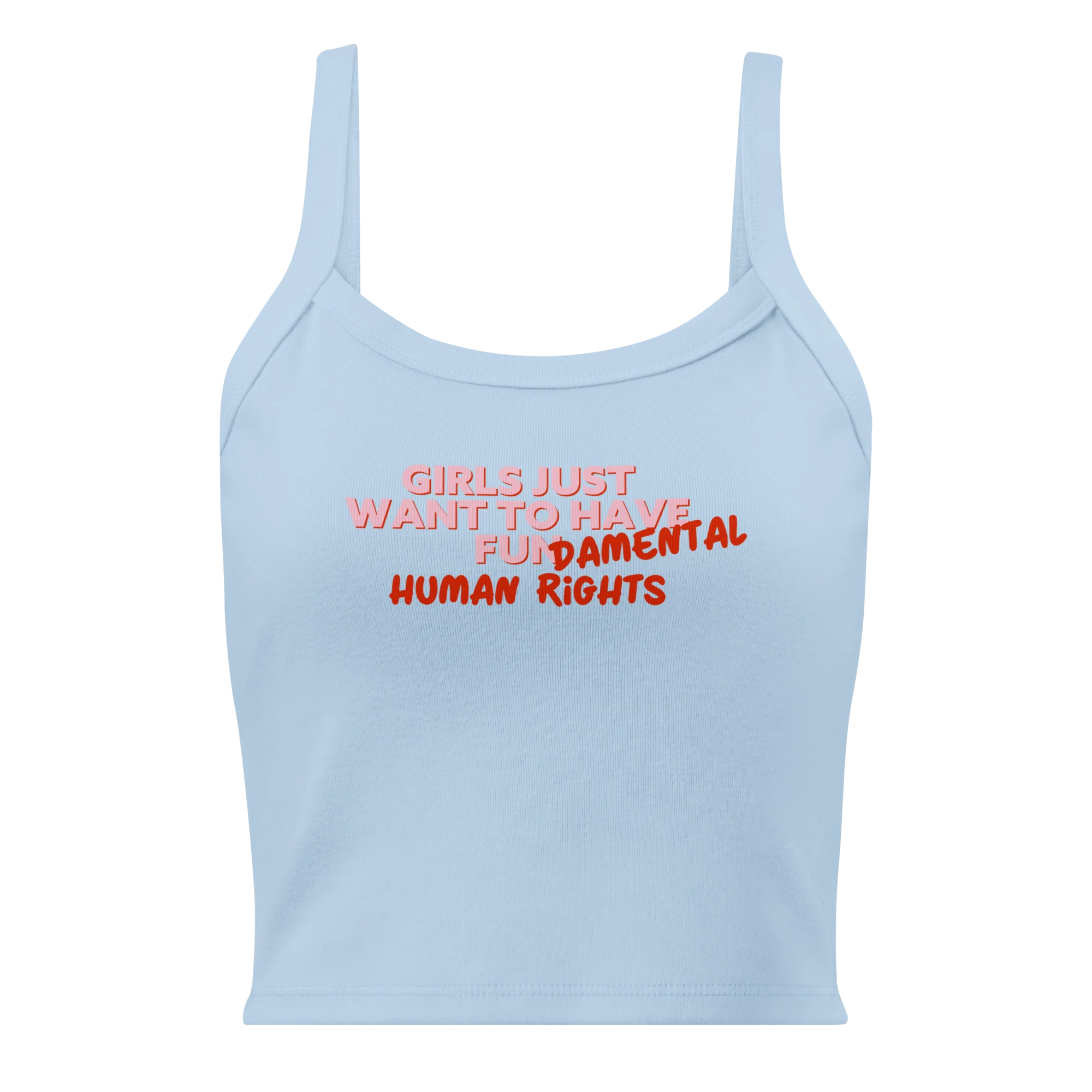 Girls Just Wanna Have Fundamental Human Rights Rib Tank Top - Image 3