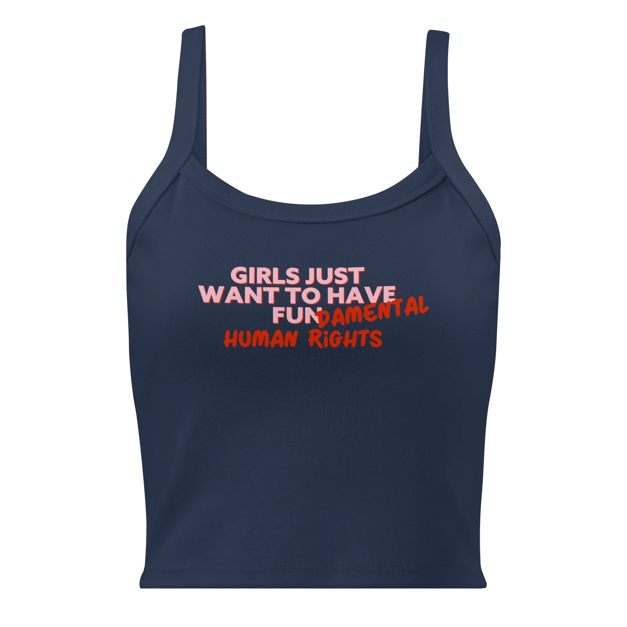 Girls Just Wanna Have Fundamental Human Rights Rib Tank Top - Image 4