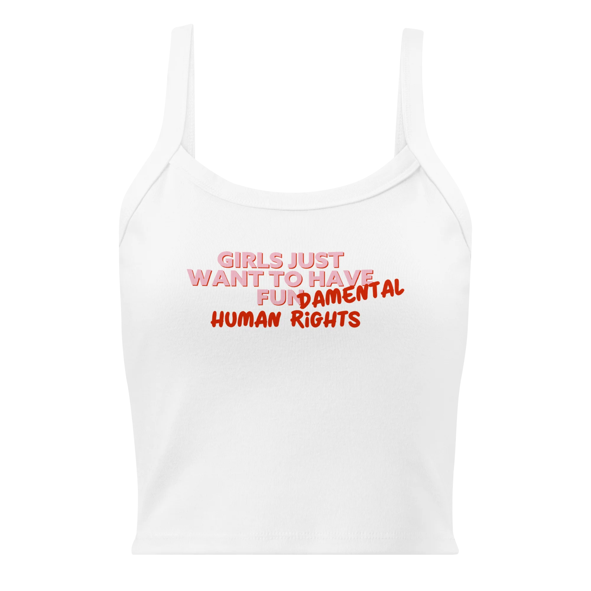 Girls Just Wanna Have Fundamental Human Rights Rib Tank Top - Image 5
