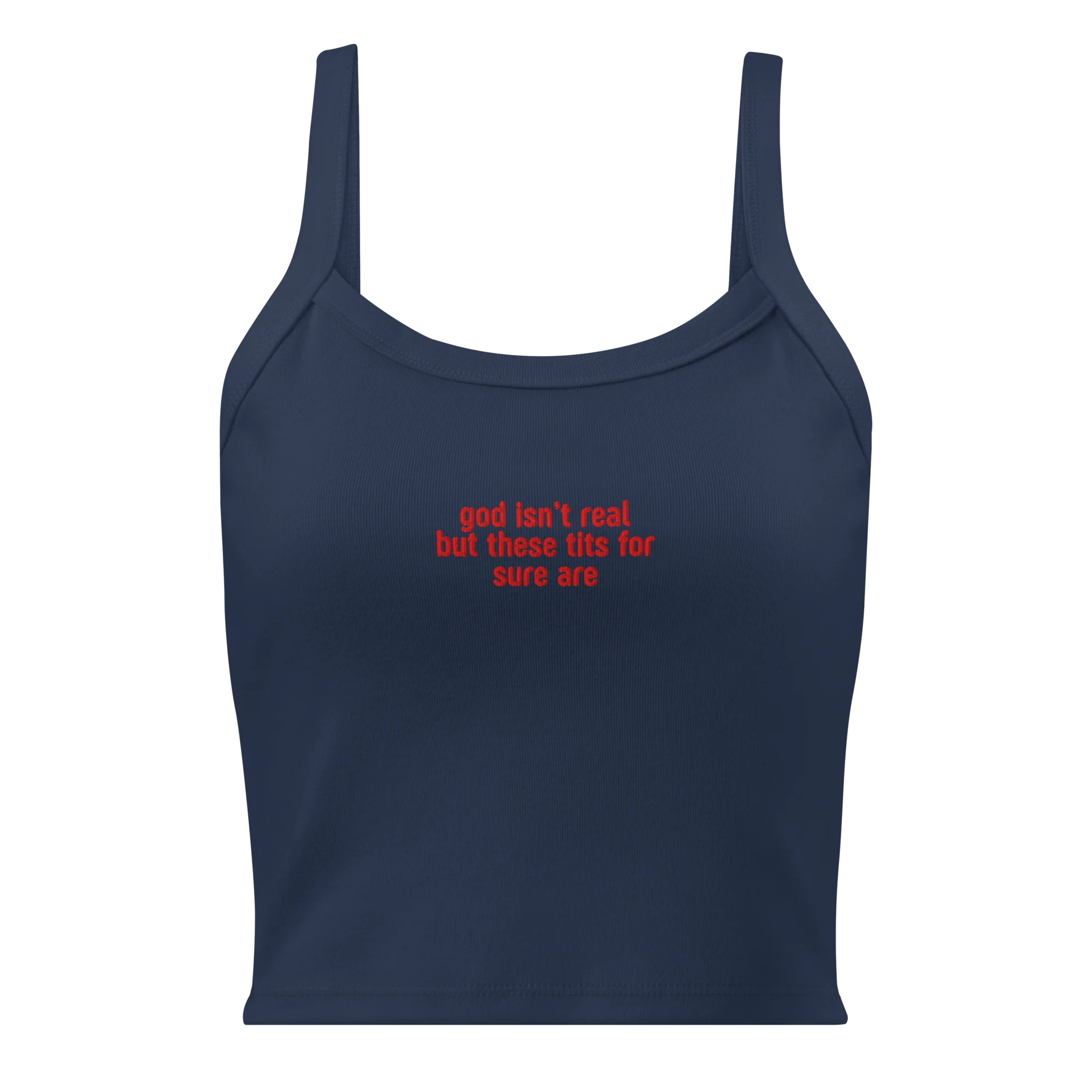 God Isn't Real but These Tits Are Rib Embroidered Tank Top - Image 4