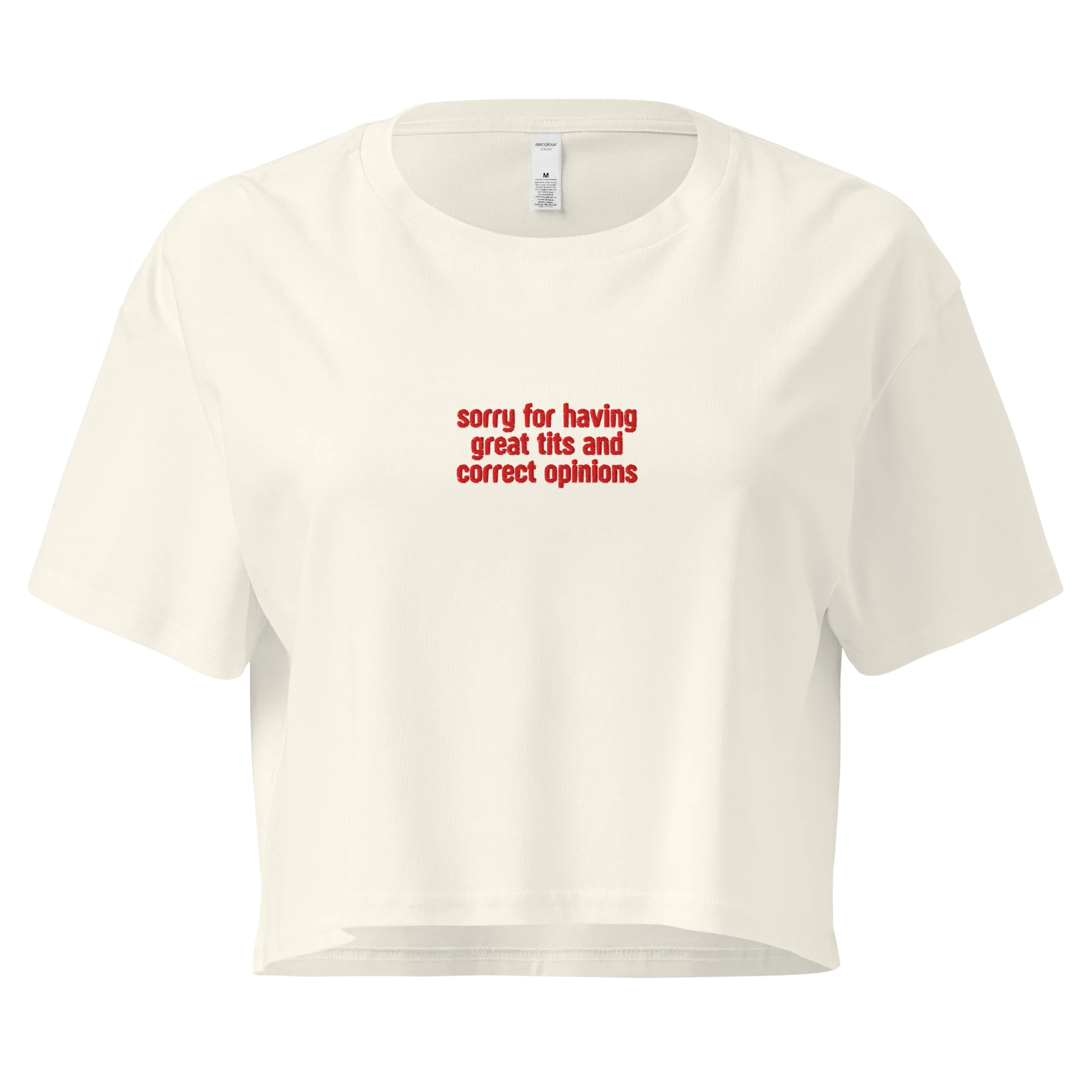 Great Tits Correct Opinions Rib Embroidered Crop Tee - Image 3