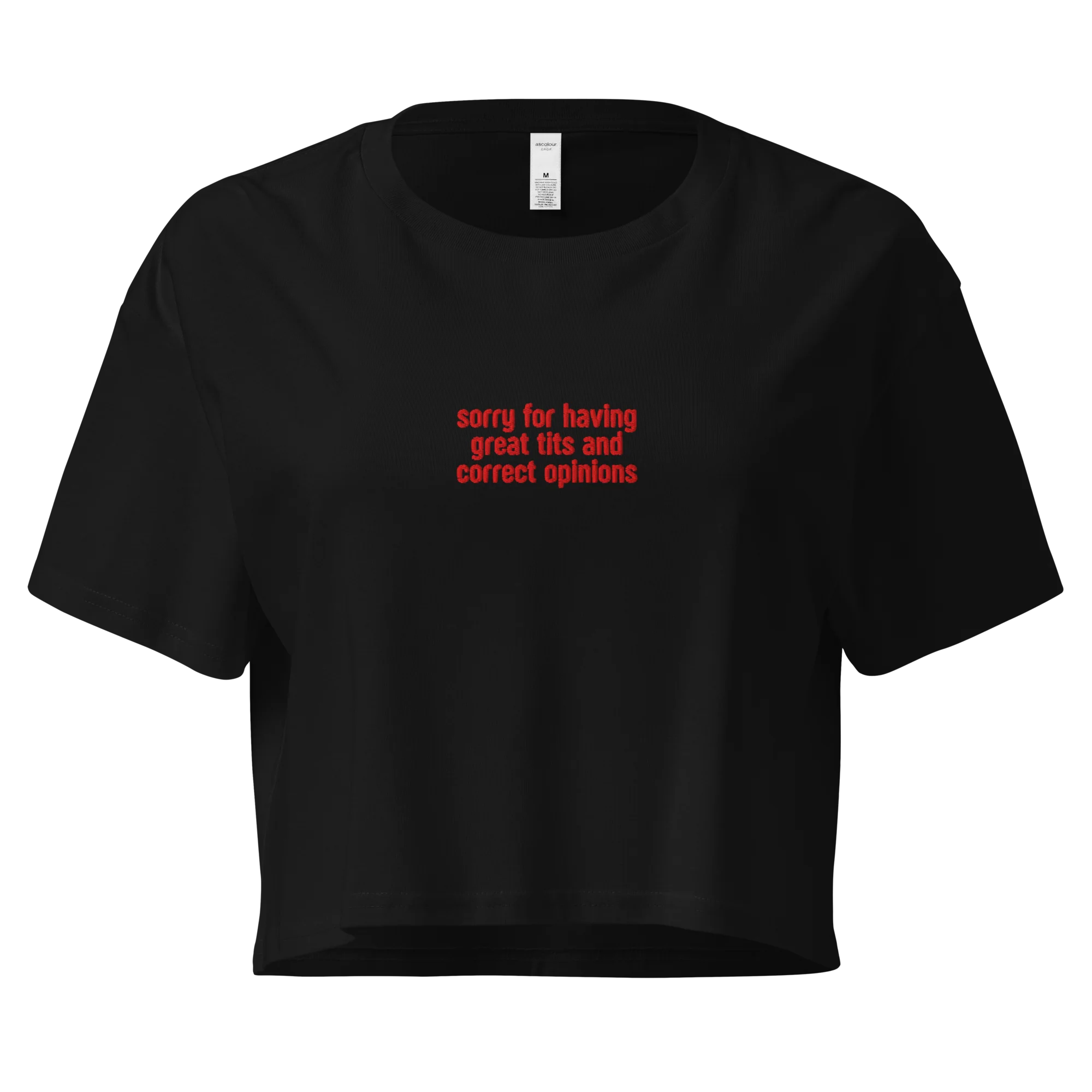 Great Tits Correct Opinions Rib Embroidered Crop Tee - Image 7