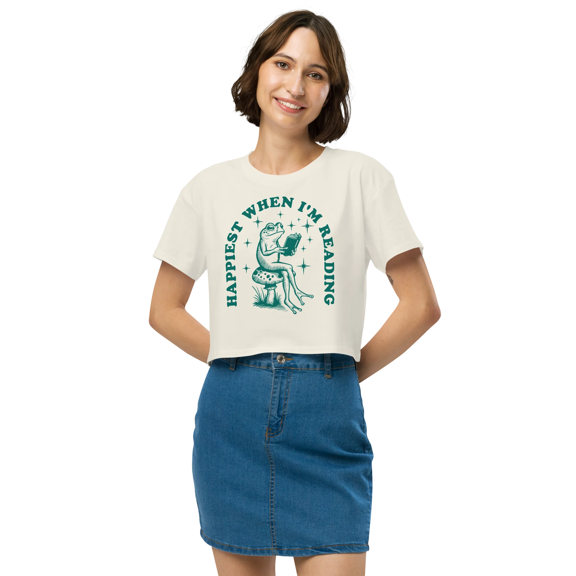 Happiest When I'm Reading Crop Tee - Image 2