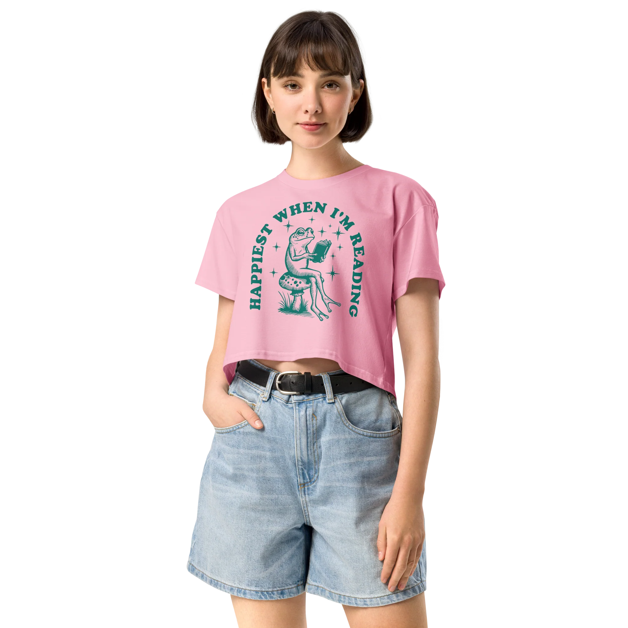 Happiest When I'm Reading Crop Tee - Image 5
