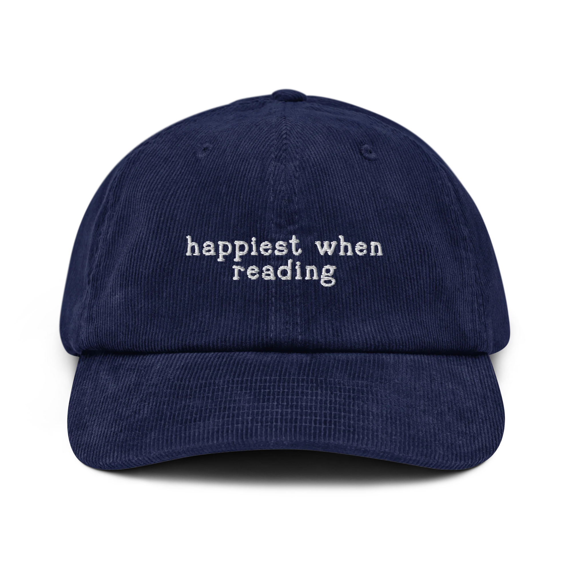 Happiest When Reading Embroidered Corduroy Hat - Image 7