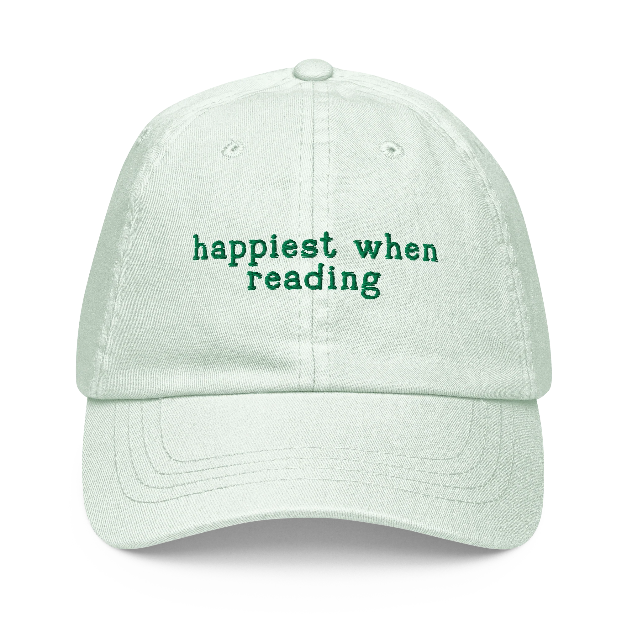 Happiest When Reading Embroidered Pastel Baseball Cap