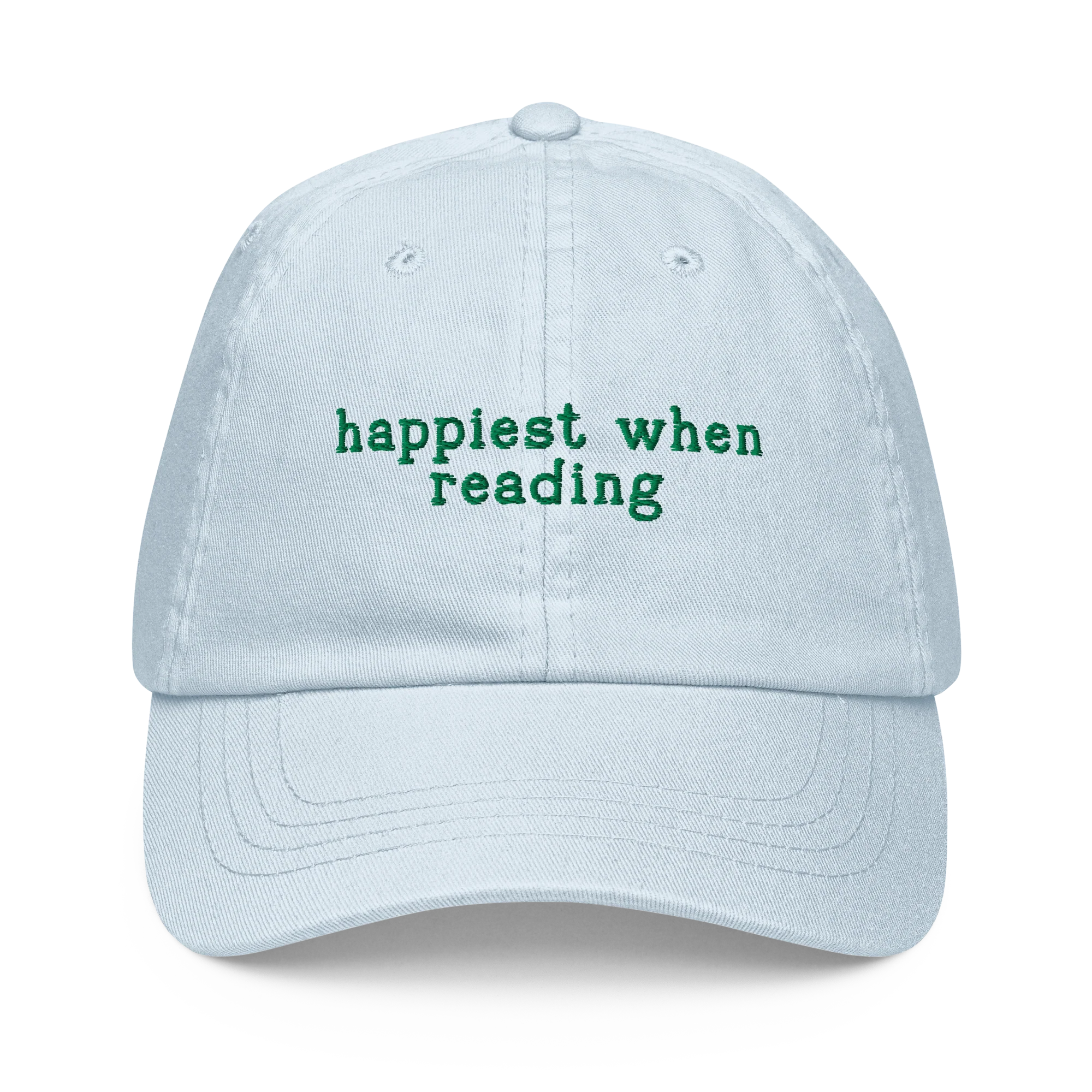 Happiest When Reading Embroidered Pastel Baseball Cap - Image 3