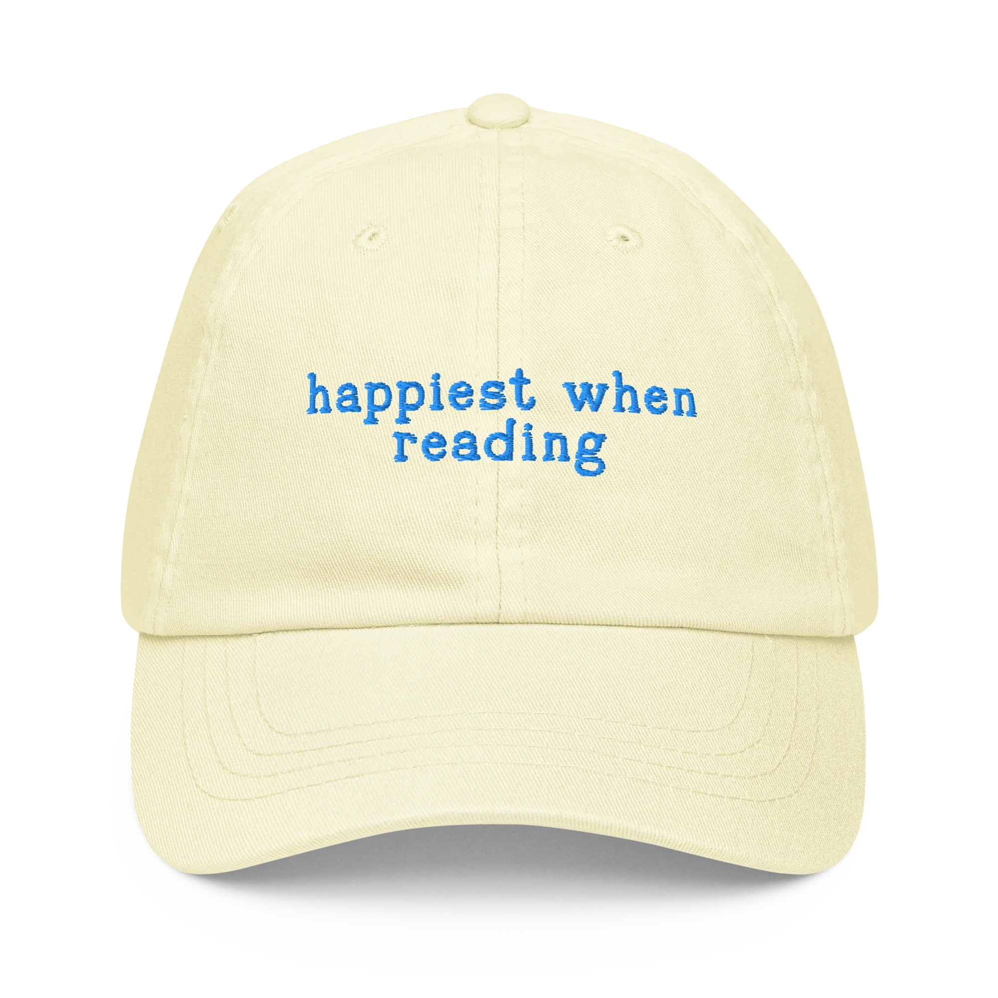 Happiest When Reading Embroidered Pastel Baseball Cap - Image 4