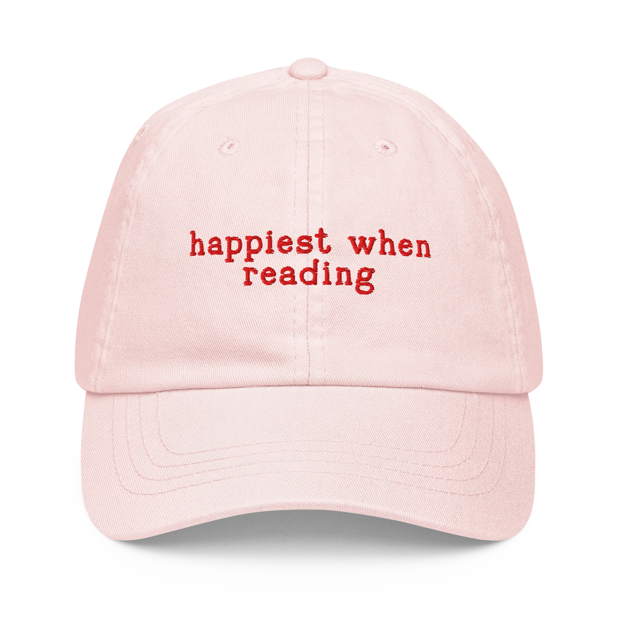 Happiest When Reading Embroidered Pastel Baseball Cap - Image 5