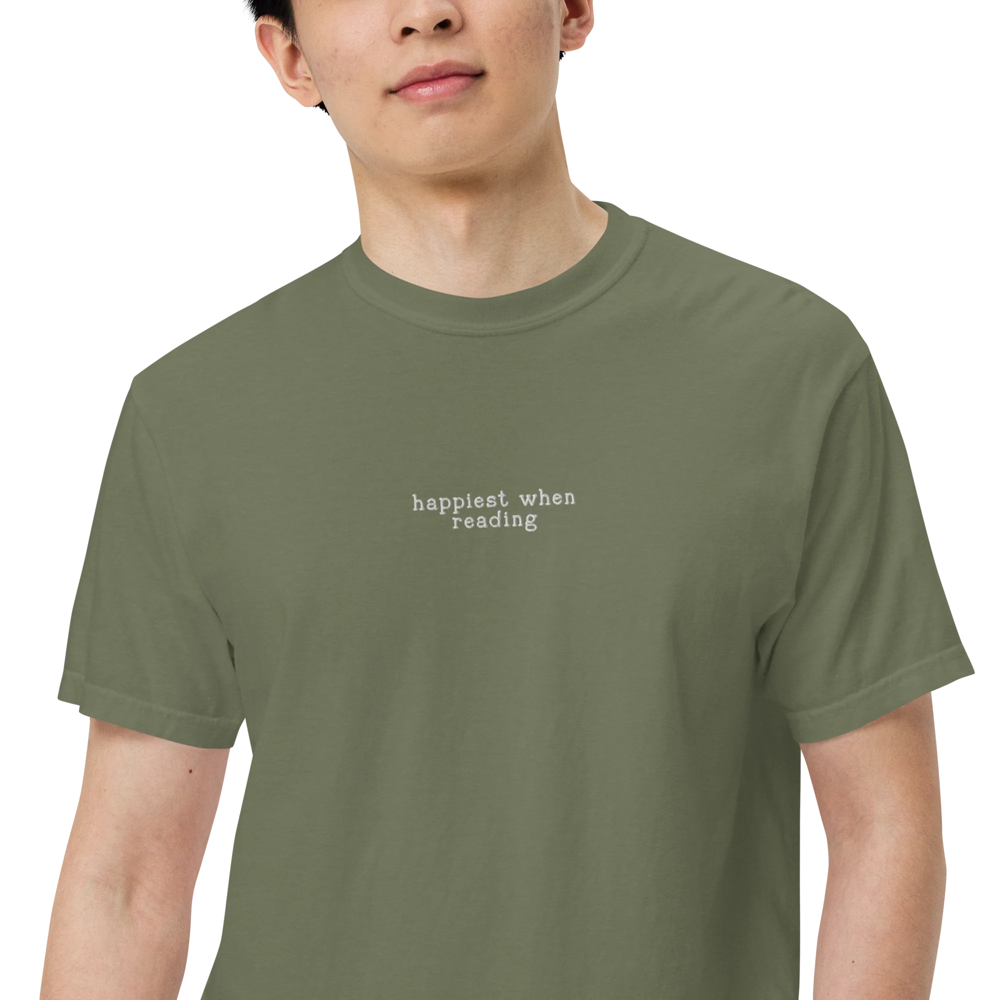 Happiest When Reading Embroidered Classic T-Shirt - Image 7