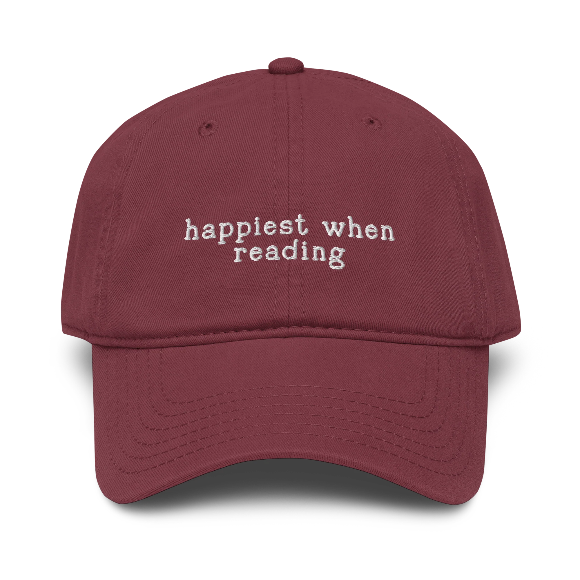 Happiest When Reading Embroidered Vintage Wash Baseball Cap
