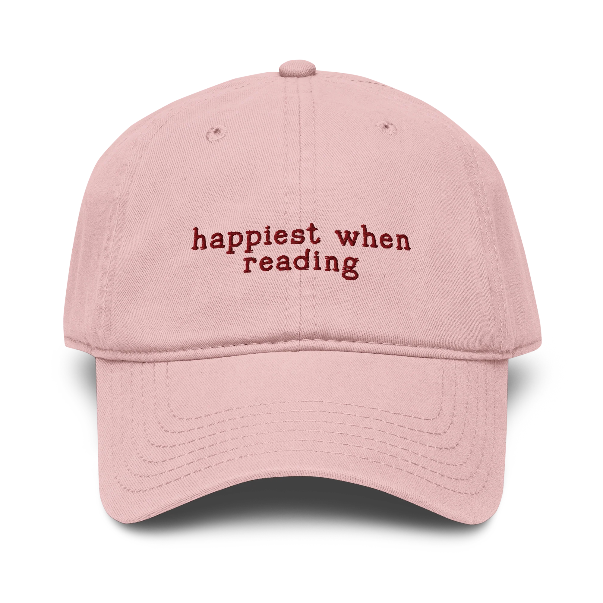 Happiest When Reading Embroidered Vintage Wash Baseball Cap - Image 2
