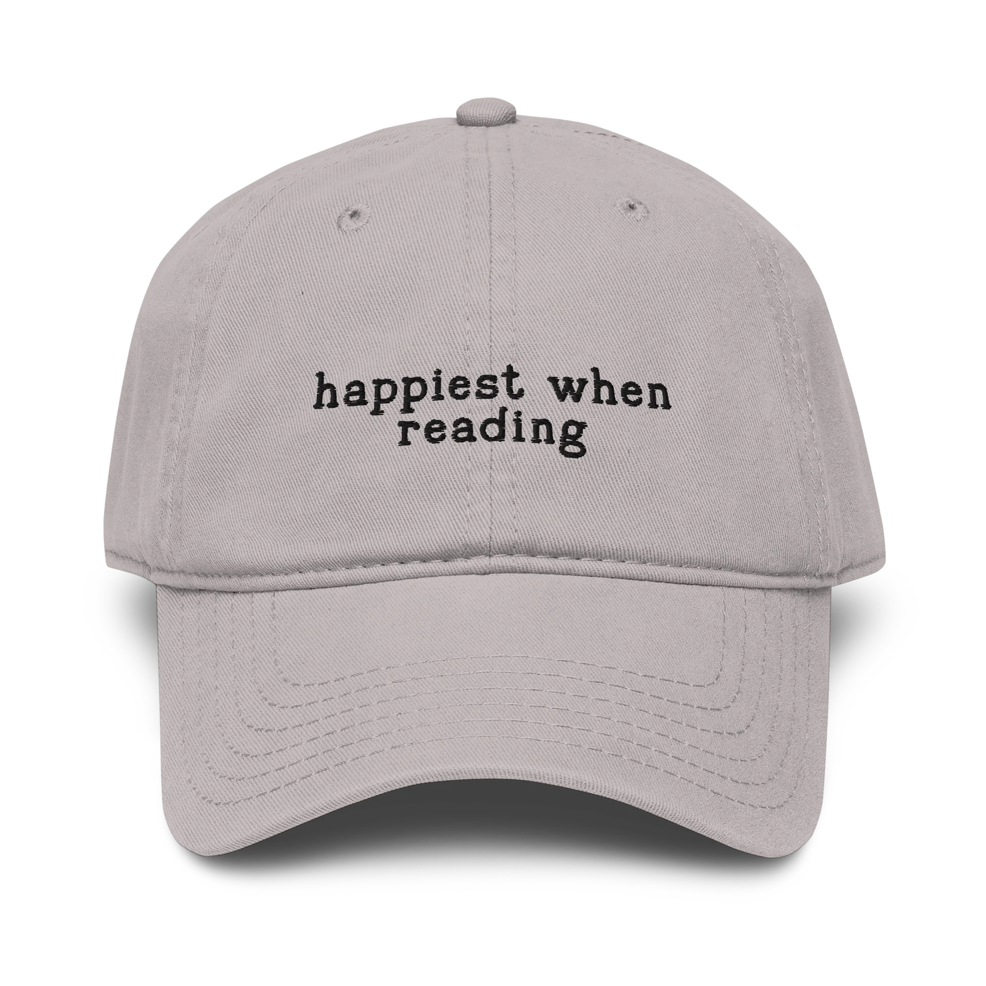 Happiest When Reading Embroidered Vintage Wash Baseball Cap - Image 4