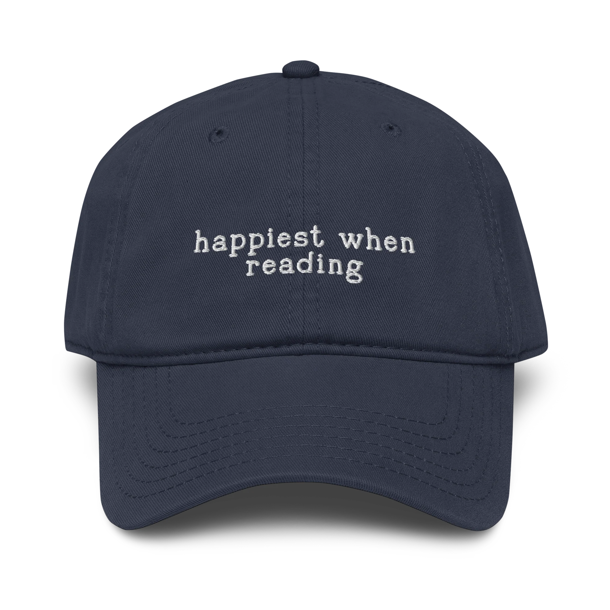 Happiest When Reading Embroidered Vintage Wash Baseball Cap - Image 5