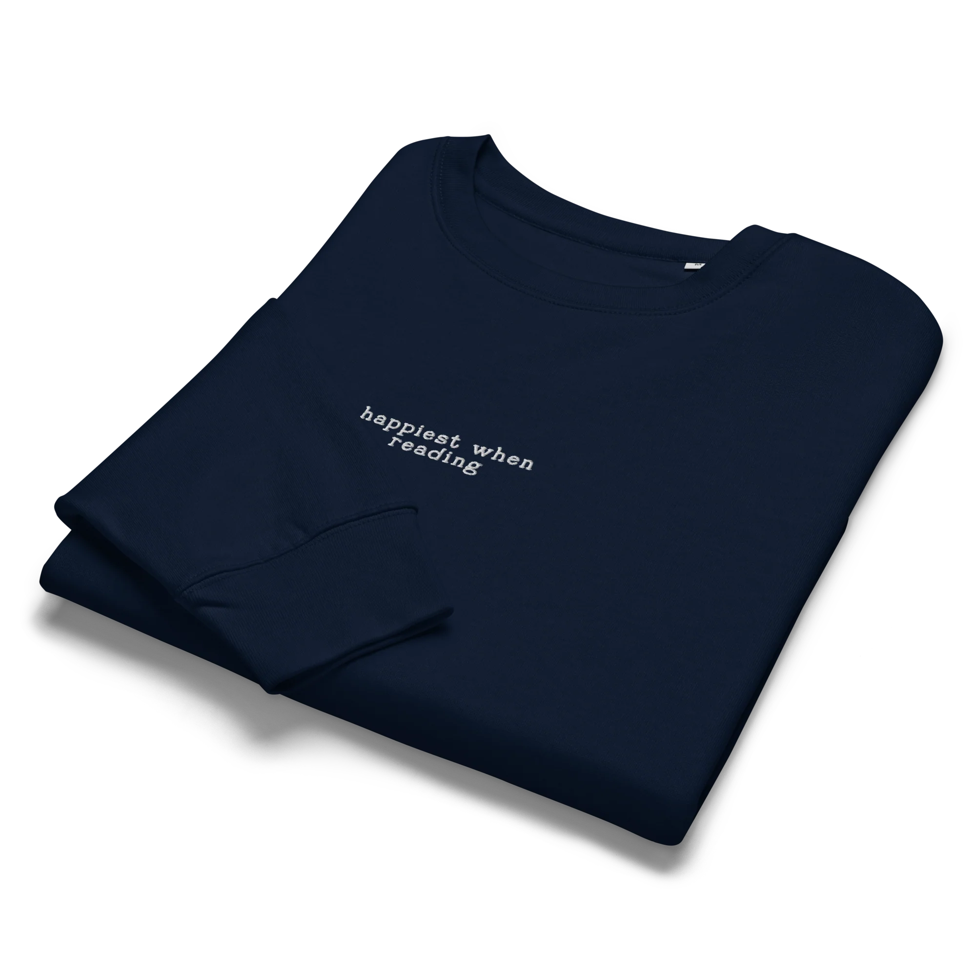 Happiest When Reading Embroidered Women’s Organic Sweatshirt - Image 3