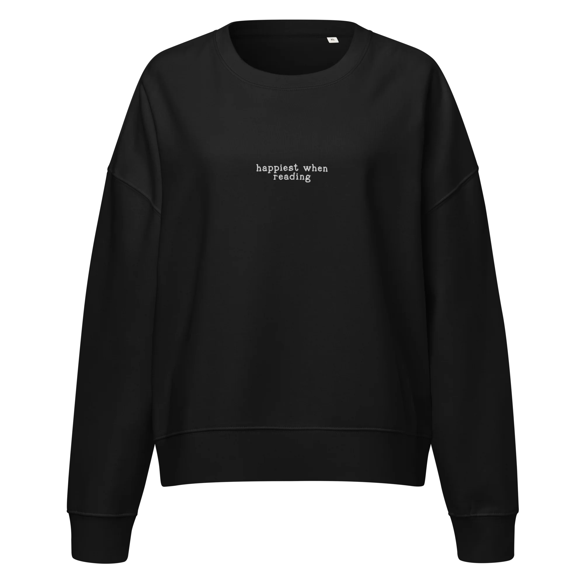 Happiest When Reading Embroidered Women’s Organic Sweatshirt - Image 8