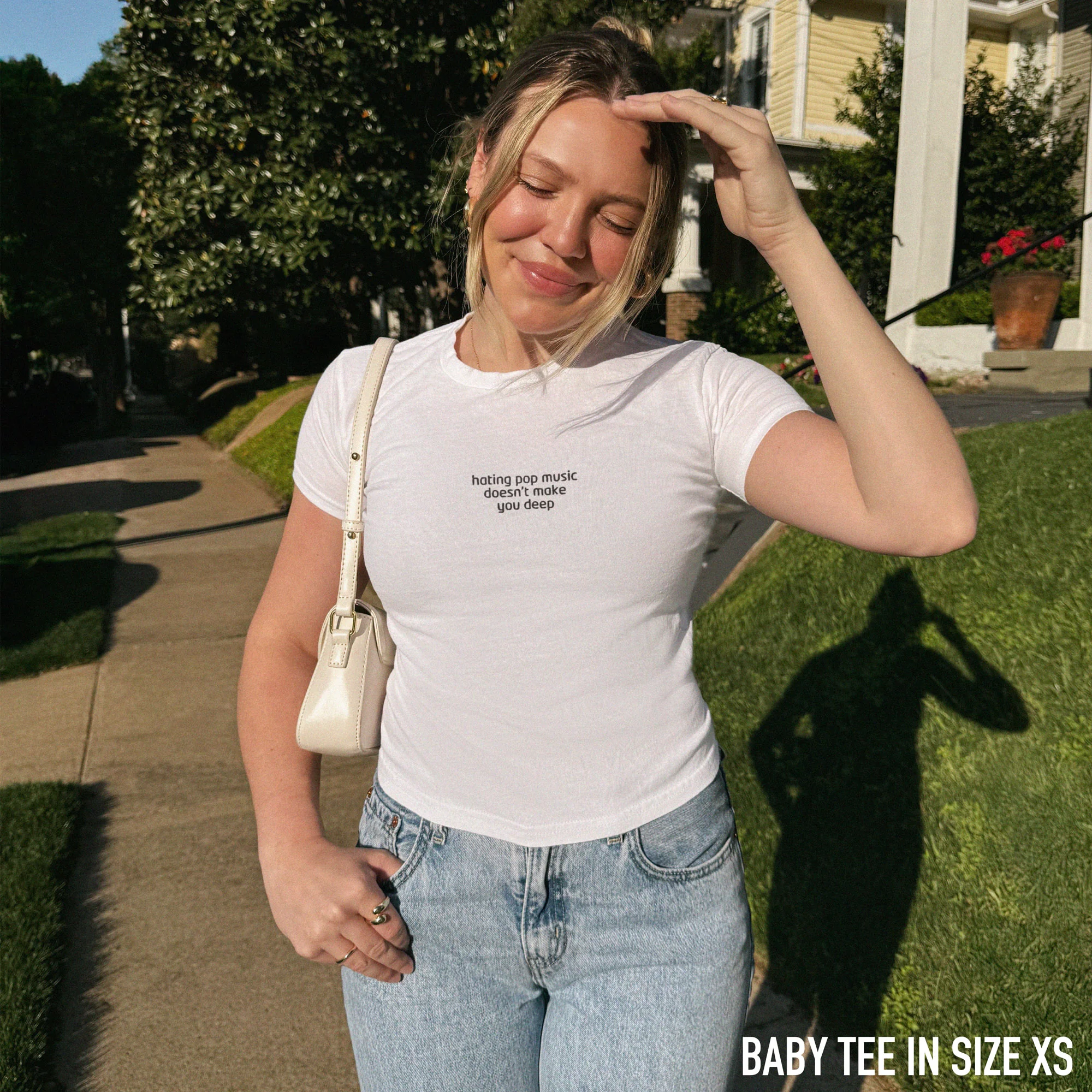 Hating Pop Music Doesn't Make You Deep Embroidered Baby Tee - Image 2