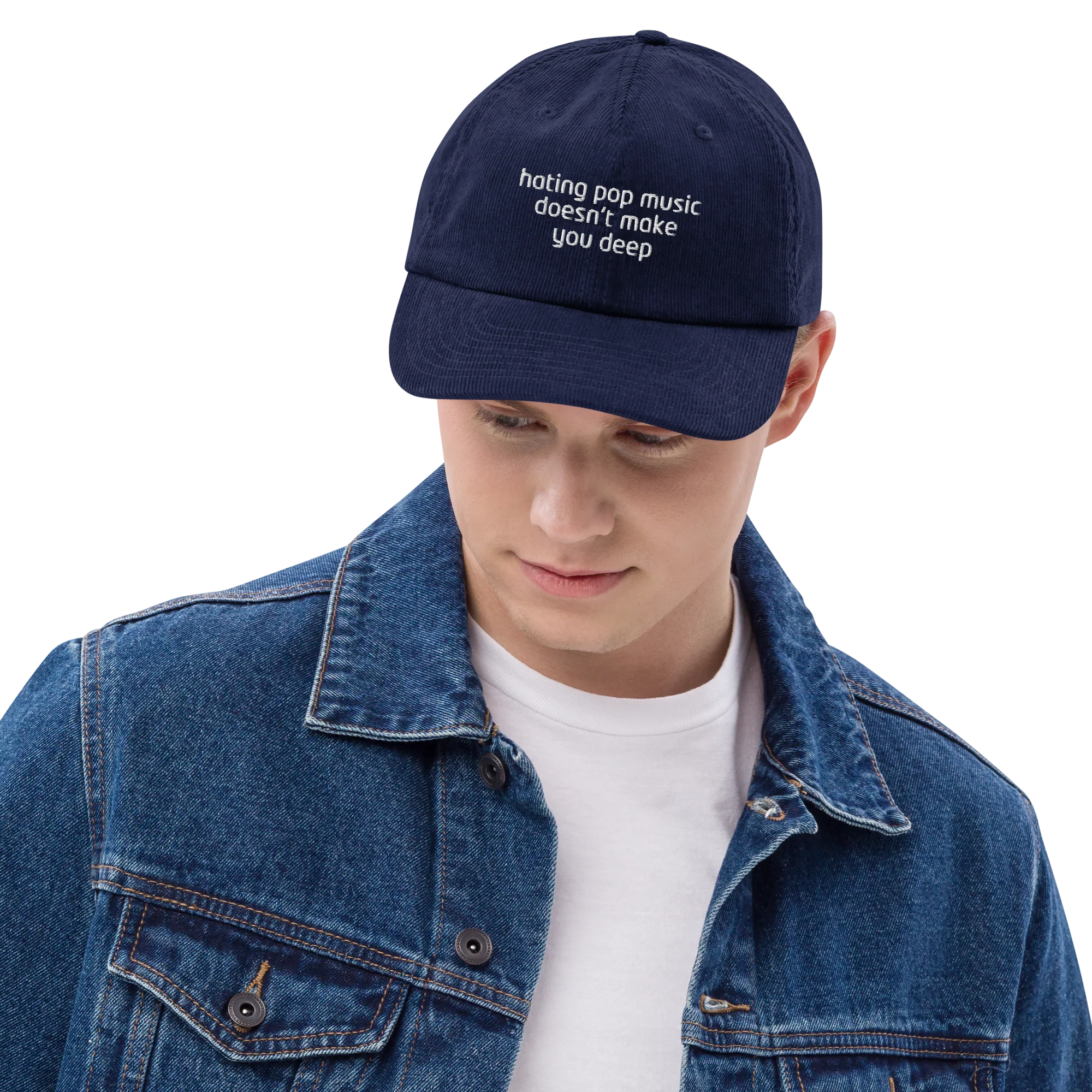Hating Pop Music Doesn't Make You Deep Embroidered Corduroy Hat - Image 9