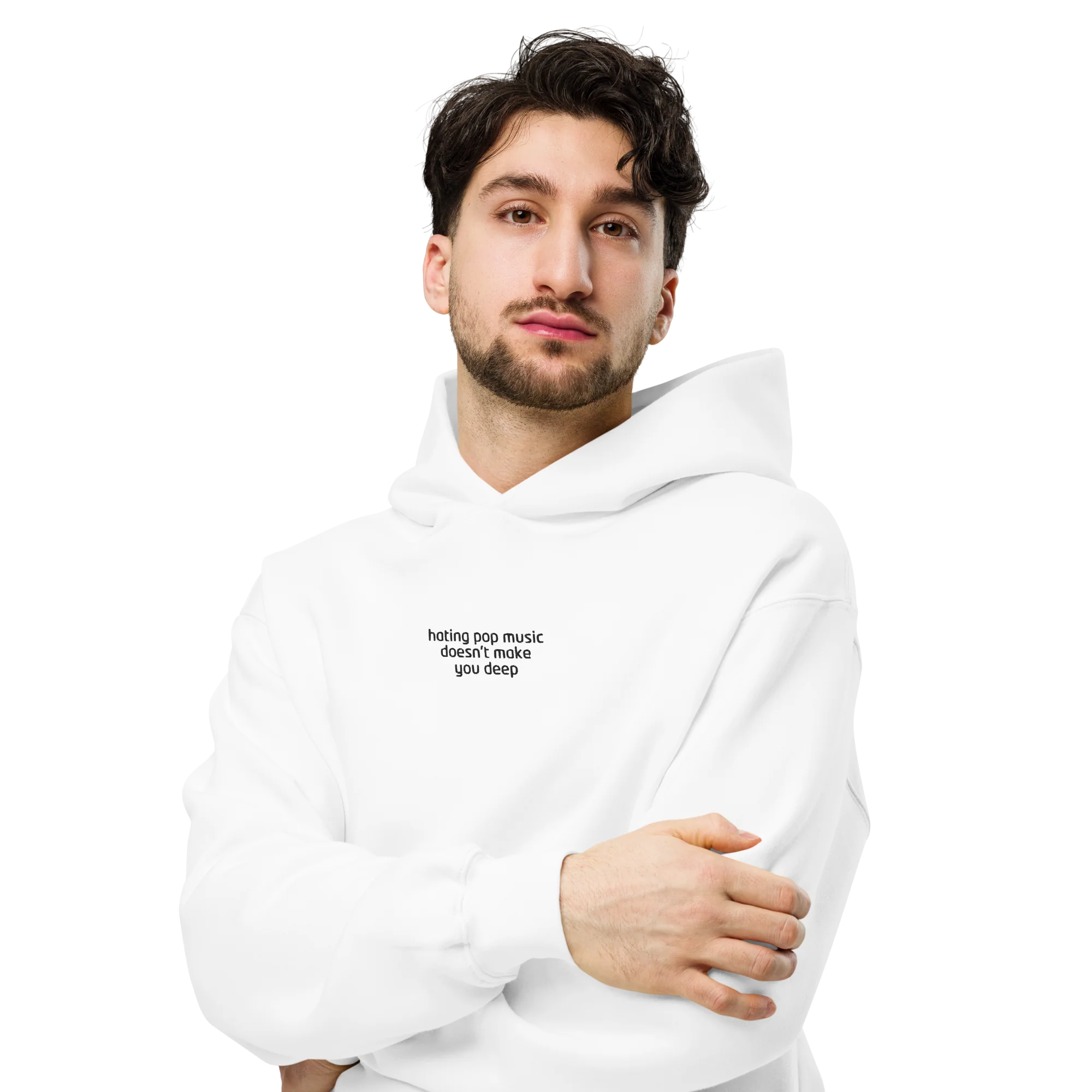 Hating Pop Music Doesn't Make You Deep Embroidered Premium Oversized Hoodie - Image 6