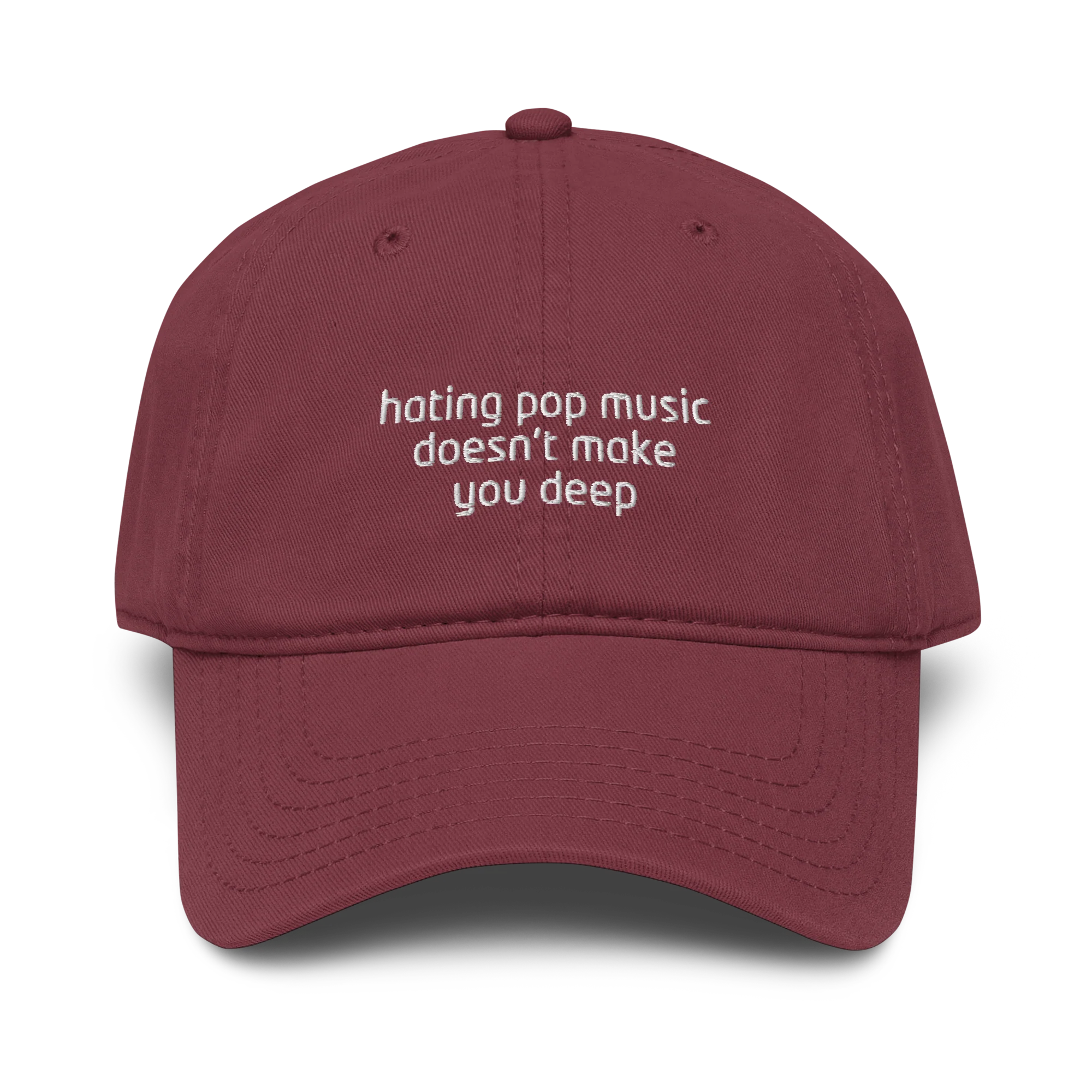 Hating Pop Music Doesn't Make You Deep Embroidered Vintage Wash Baseball Cap - Image 2