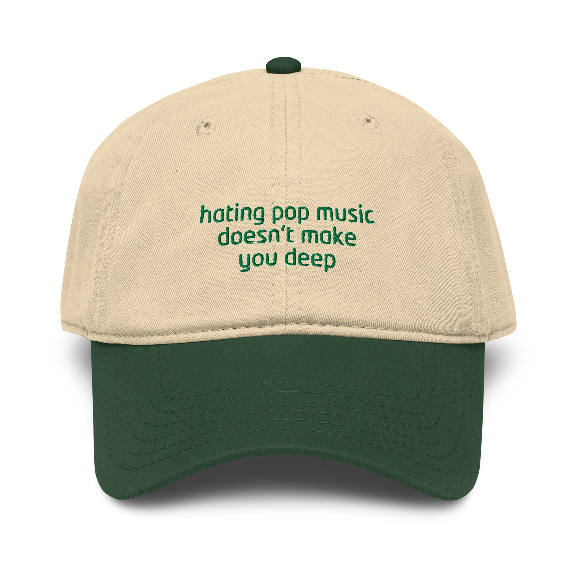Hating Pop Music Doesn't Make You Deep Embroidered Vintage Wash Baseball Cap - Image 3