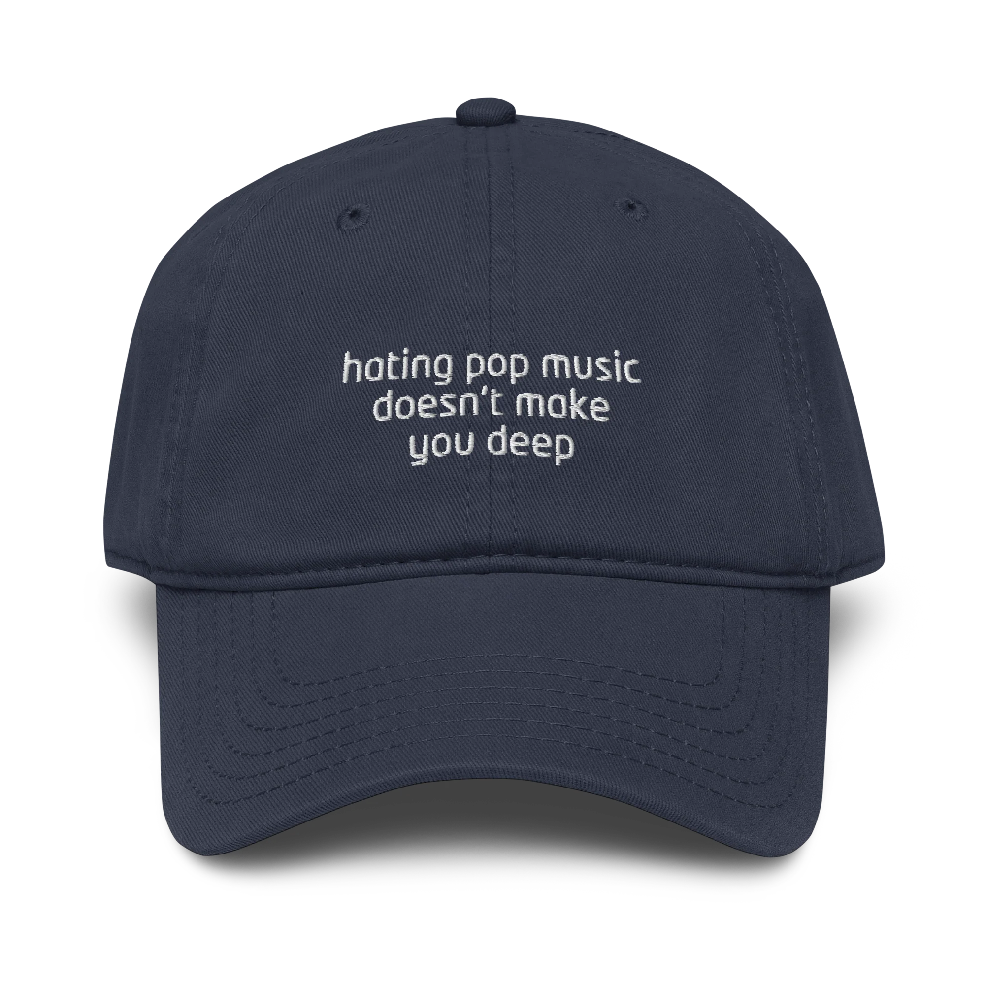 Hating Pop Music Doesn't Make You Deep Embroidered Vintage Wash Baseball Cap - Image 4