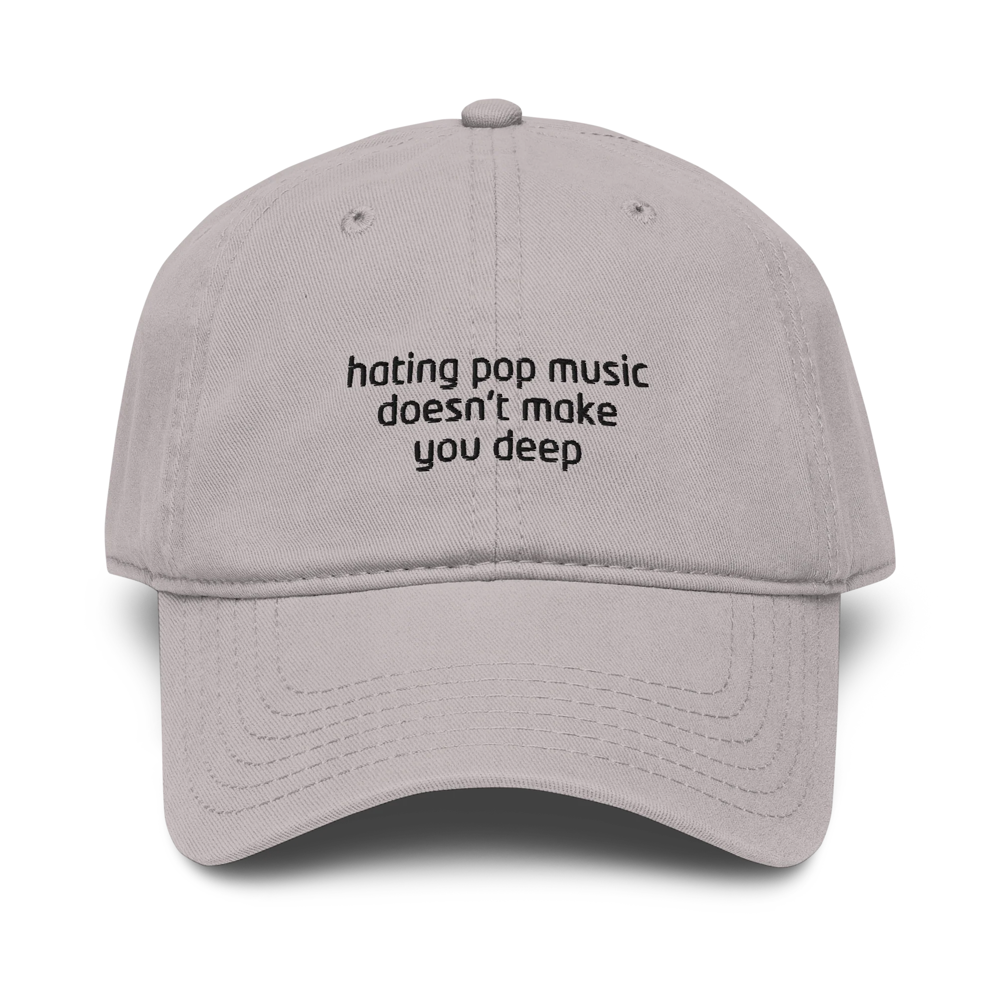 Hating Pop Music Doesn't Make You Deep Embroidered Vintage Wash Baseball Cap - Image 5