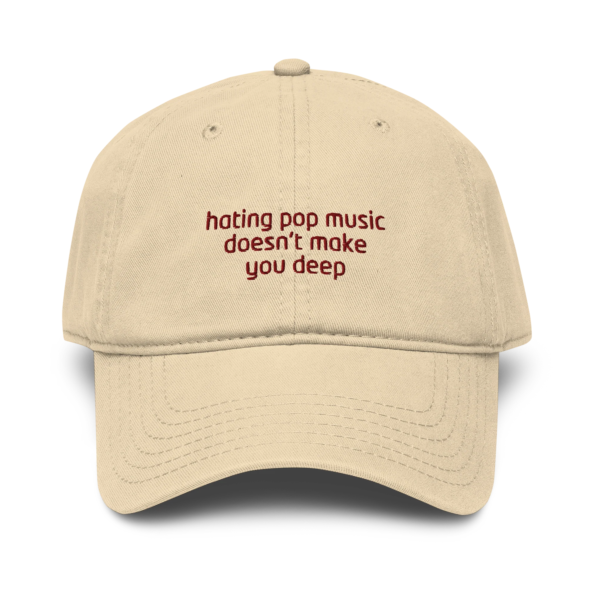 Hating Pop Music Doesn't Make You Deep Embroidered Vintage Wash Baseball Cap - Image 6