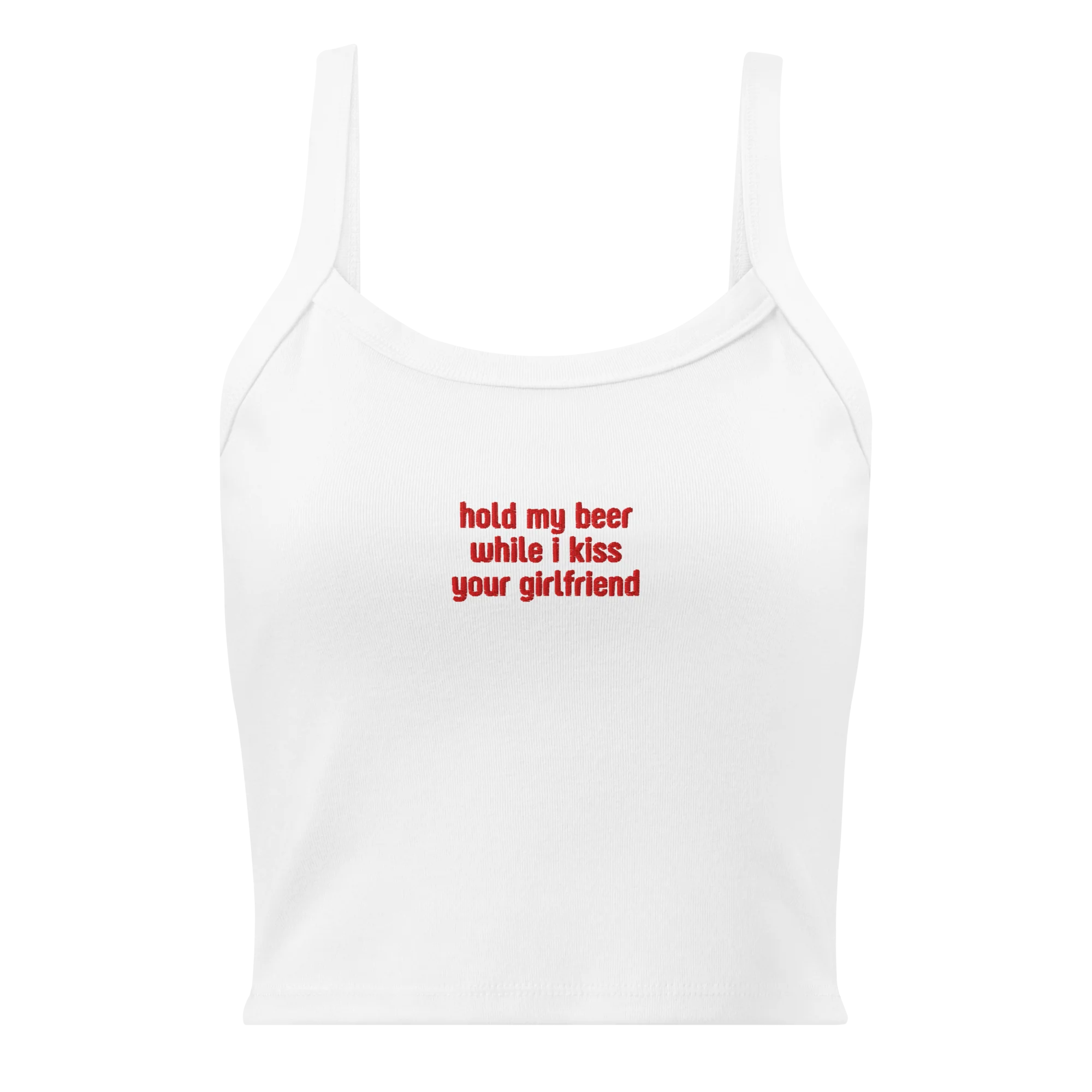 Hold My Beer While Kiss Your Girlfriend Rib Embroidered Tank Top - Image 4