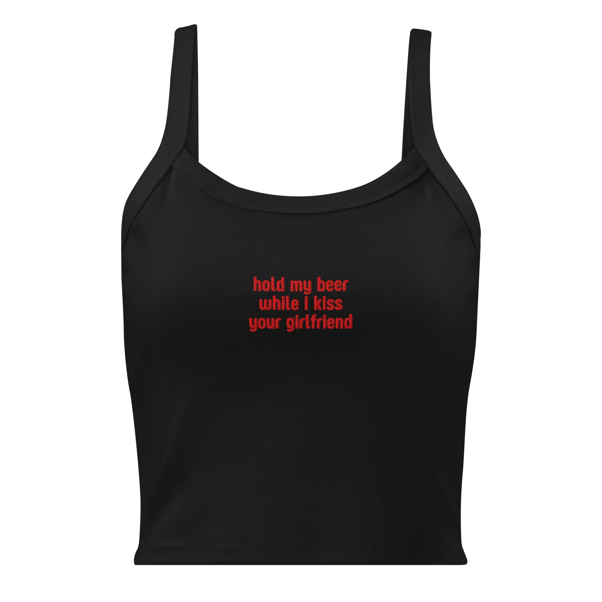 Hold My Beer While Kiss Your Girlfriend Rib Embroidered Tank Top - Image 7
