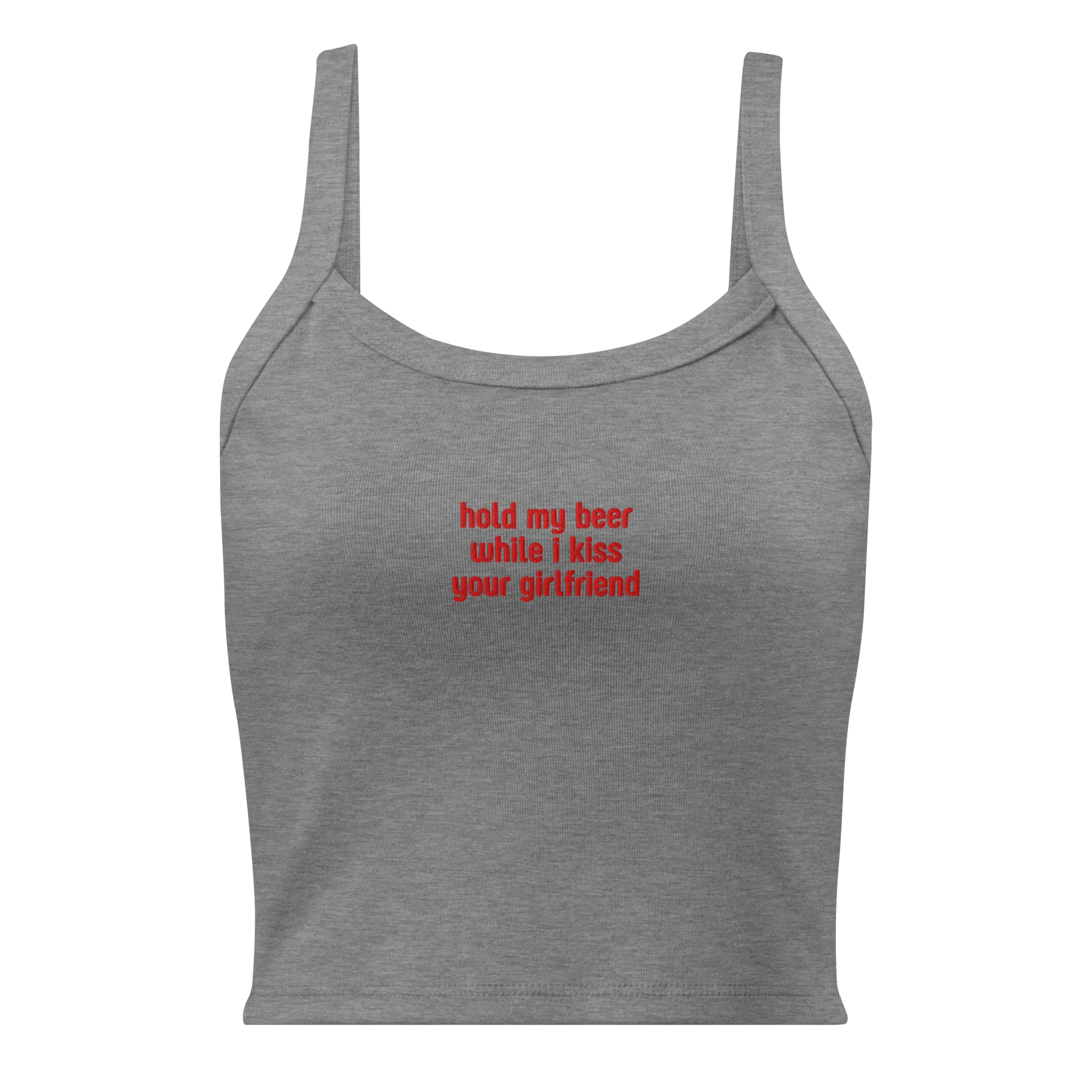 Hold My Beer While Kiss Your Girlfriend Rib Embroidered Tank Top - Image 8
