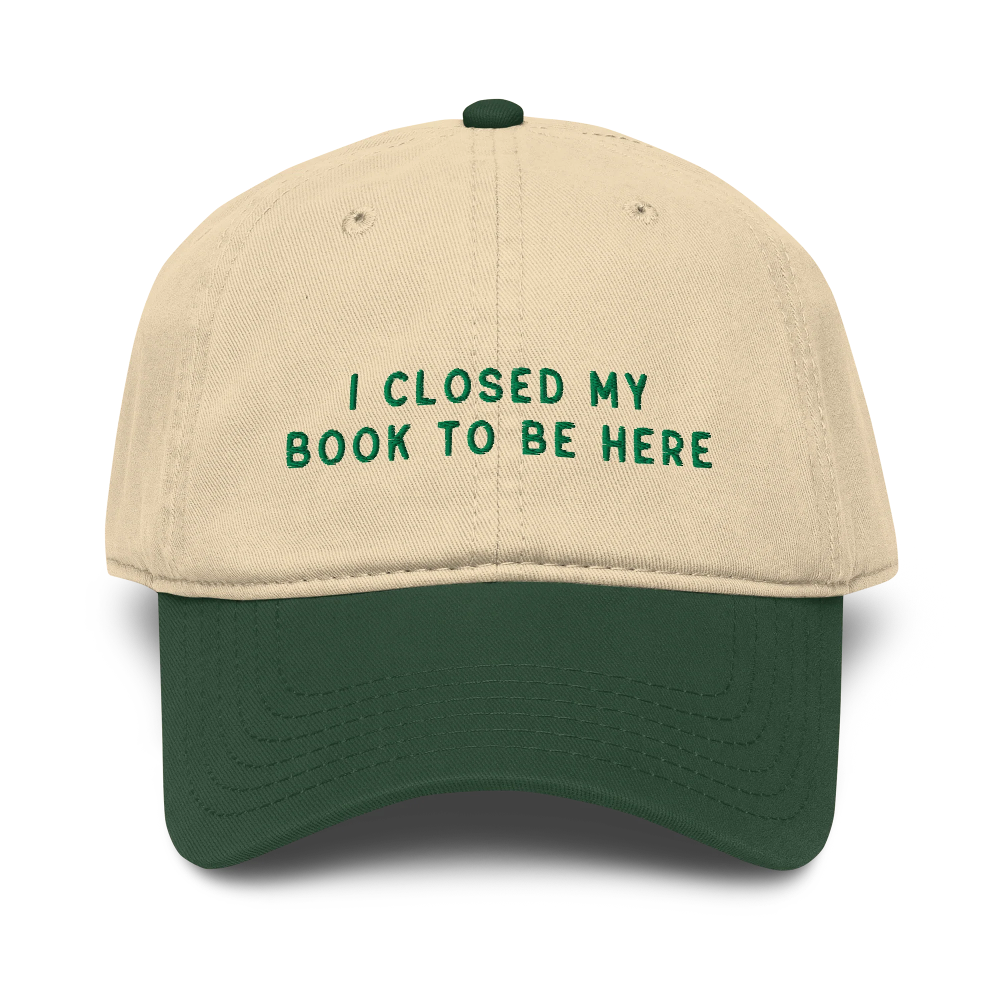 I Closed My Book To Be Here Embroidered Vintage Wash Baseball Cap - Image 4