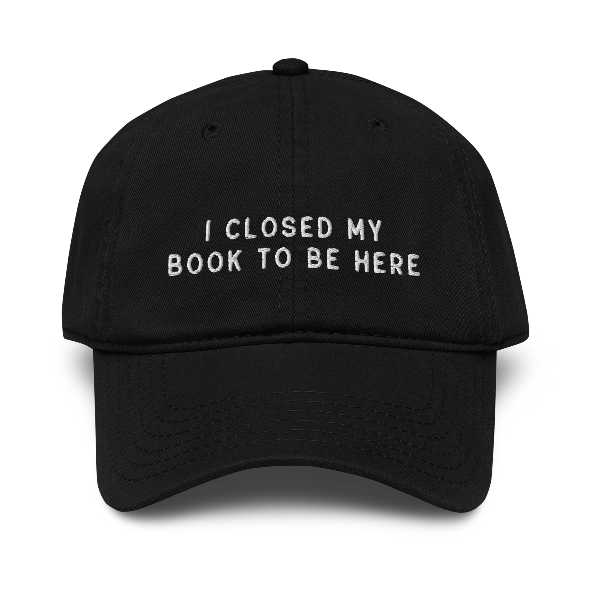 I Closed My Book To Be Here Embroidered Vintage Wash Baseball Cap - Image 5