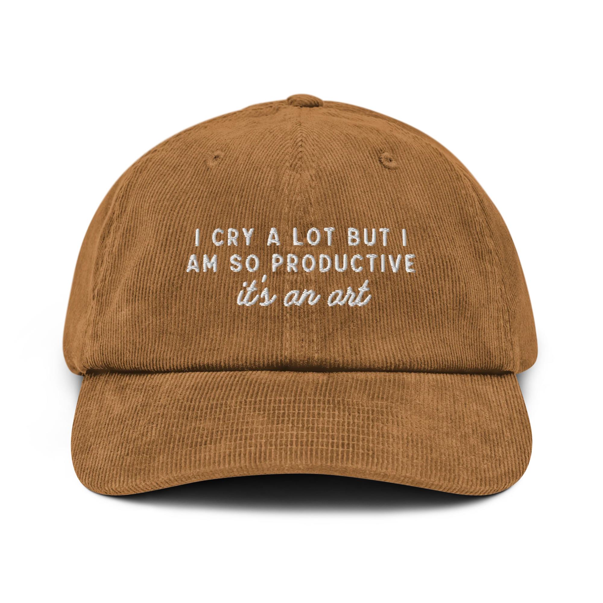 I Cry a Lot But I am so Productive ICDIWABH Embroidered Corduroy Hat - Image 8