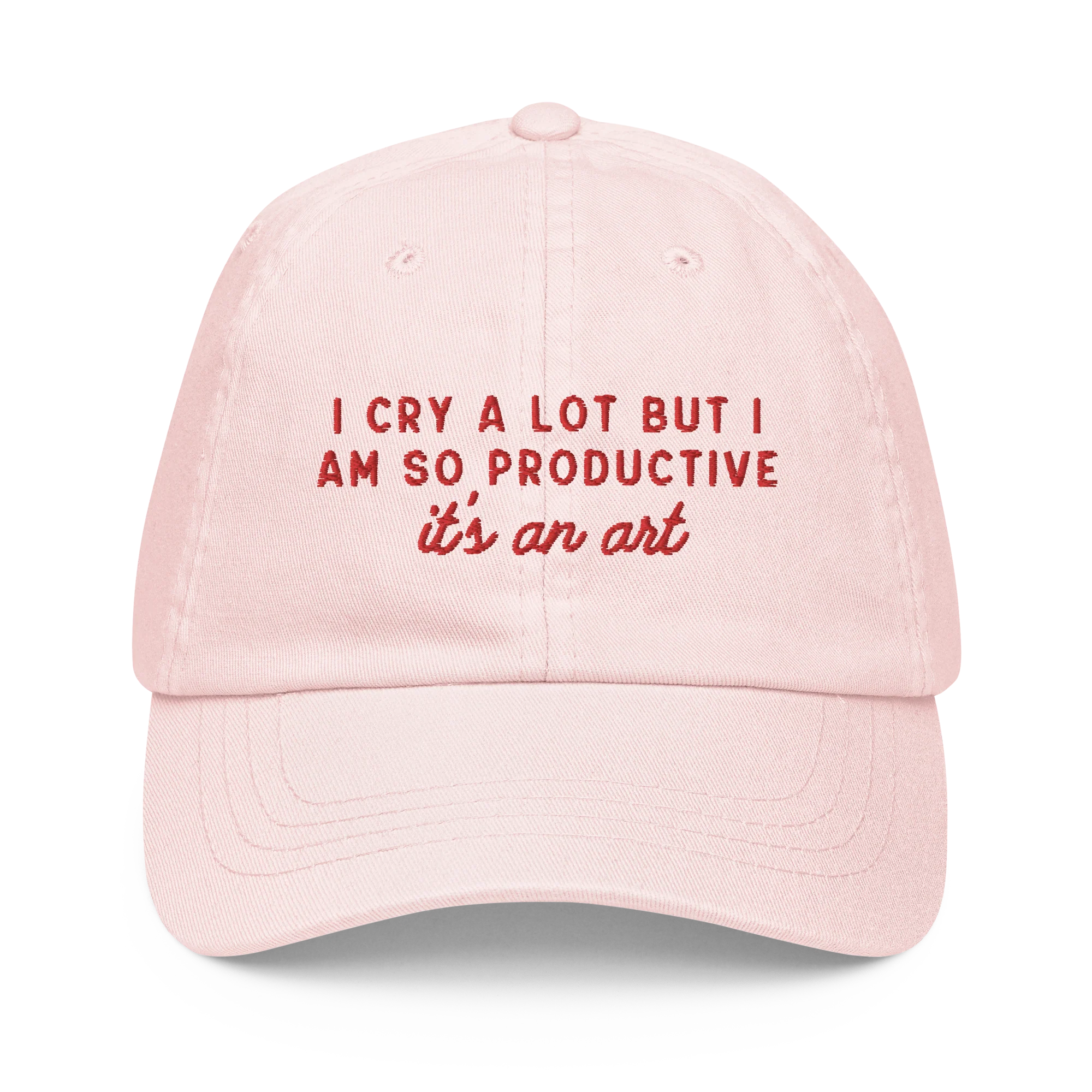 I Cry a Lot But I am so Productive, it's an Art Embroidered Pastel Baseball Cap - Image 7