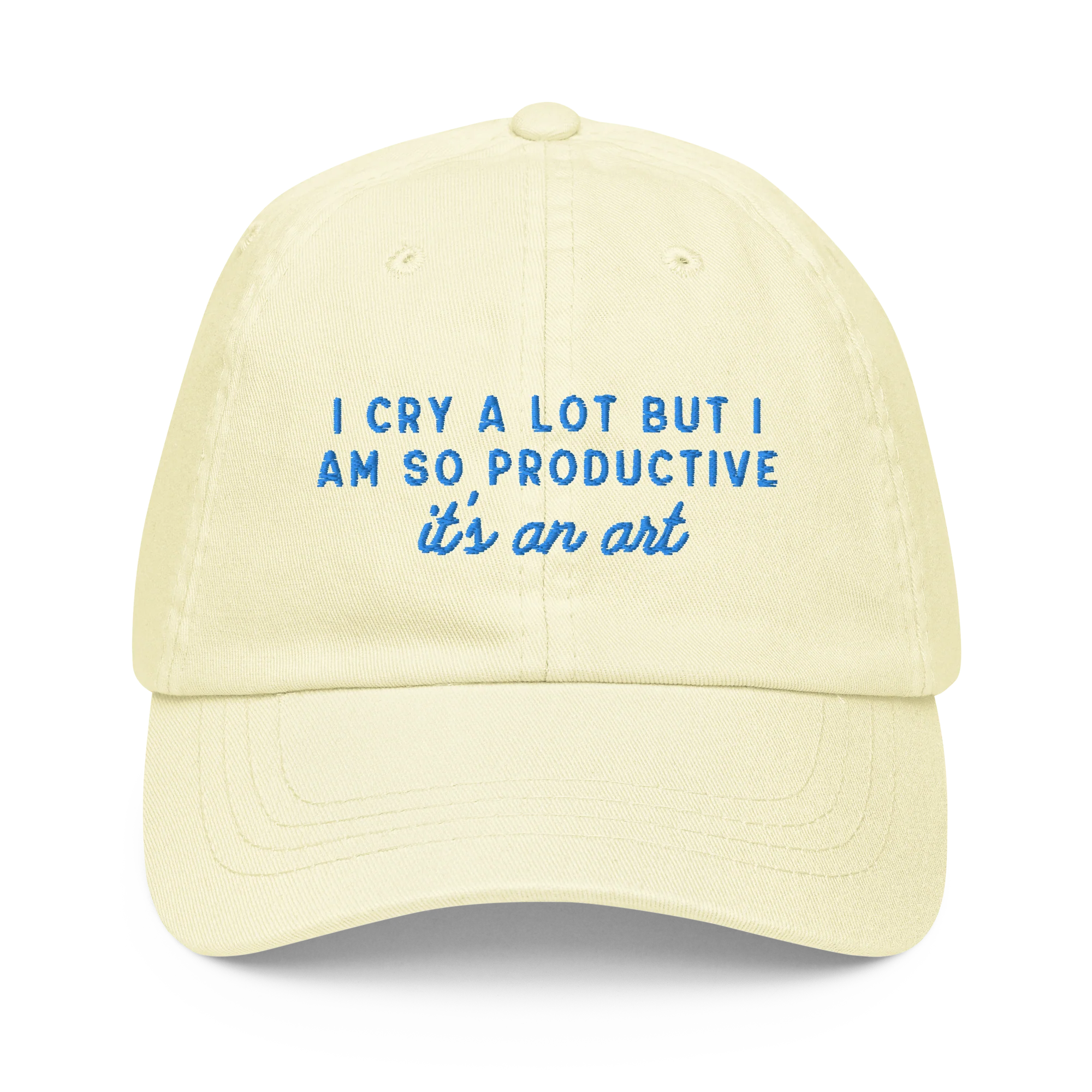 I Cry a Lot But I am so Productive, it's an Art Embroidered Pastel Baseball Cap - Image 8