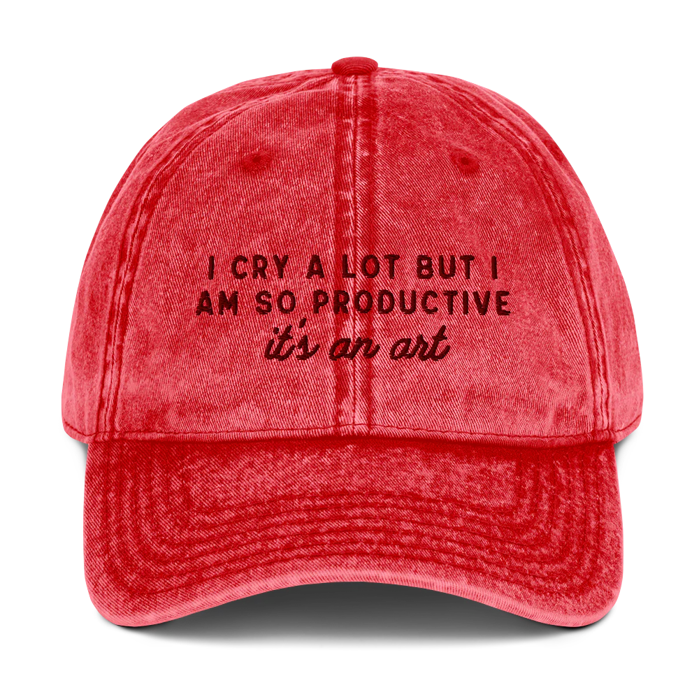 I Cry a Lot But I am so Productive, it's an Art Embroidered Vintage Cap - Image 11