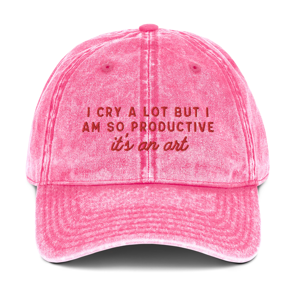 I Cry a Lot But I am so Productive, it's an Art Embroidered Vintage Cap - Image 4