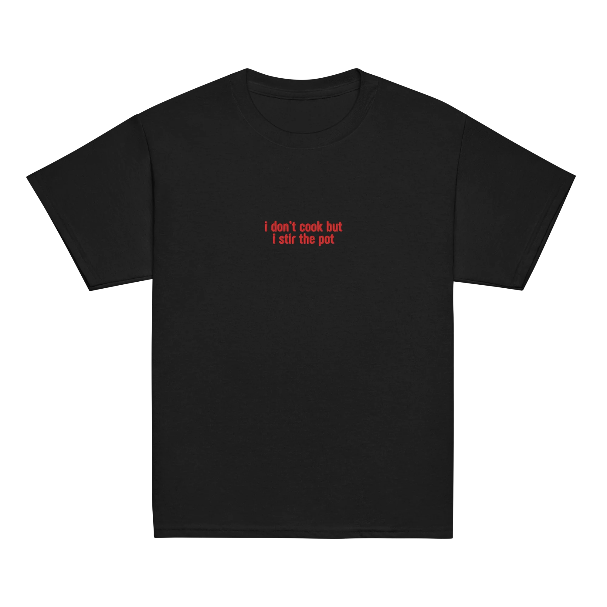 I Don't Cook but I Stir the Pot Embroidered Baby Tee - Image 5