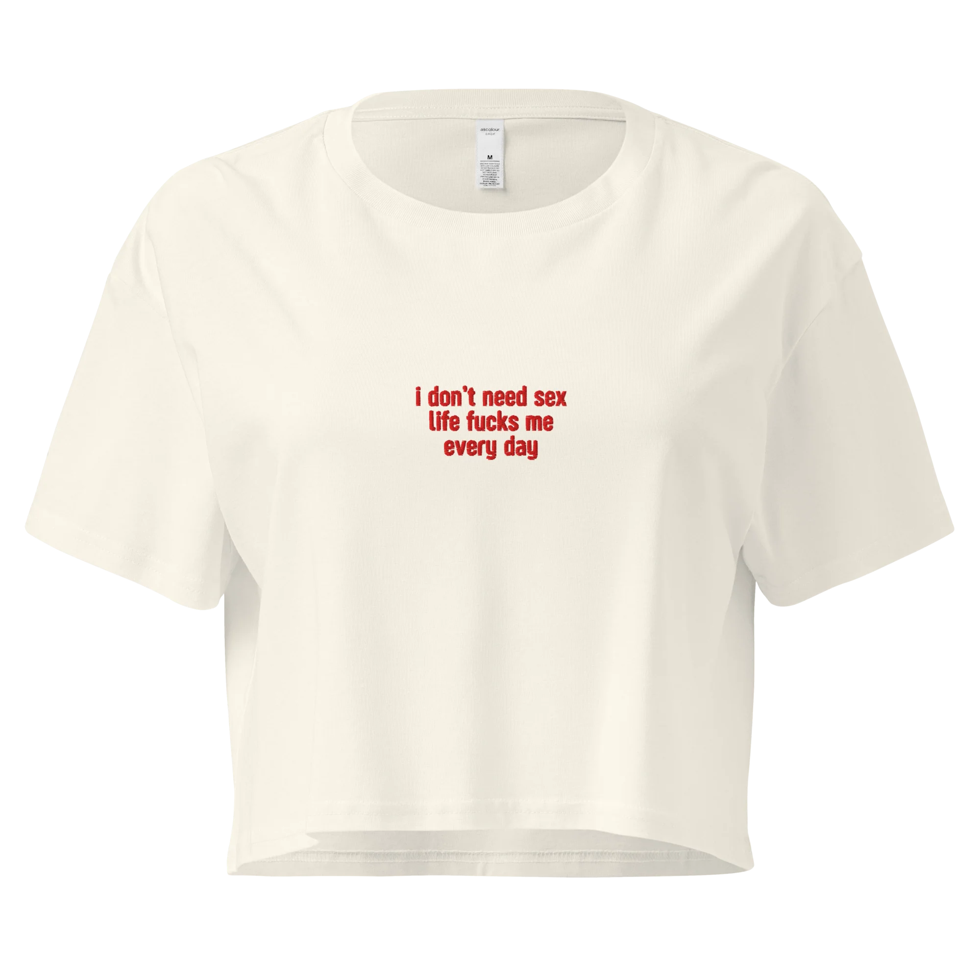 I Don't Need Sex Embroidered Crop Tee - Image 3