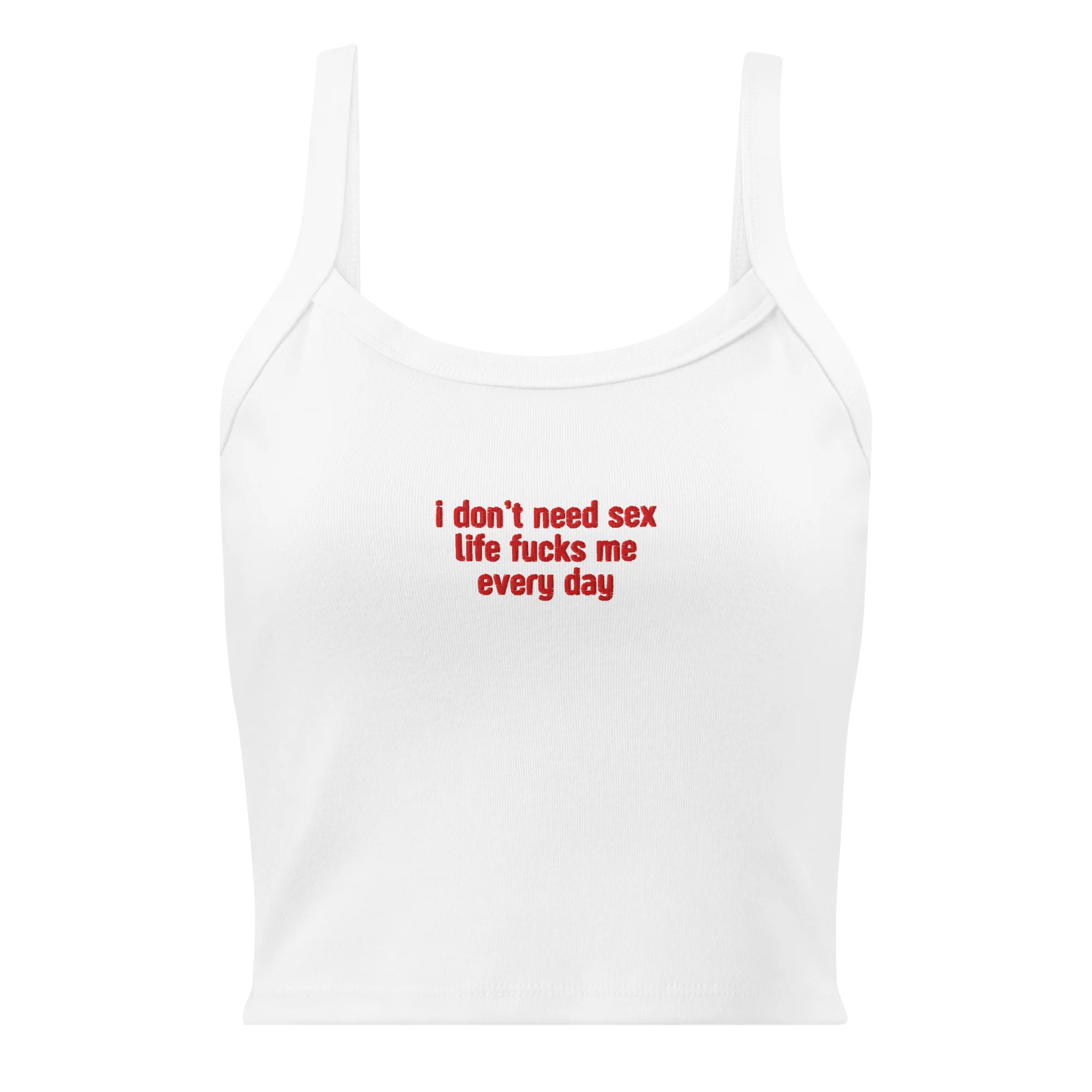 I Don't Need Sex Rib Embroidered Tank Top - Image 3