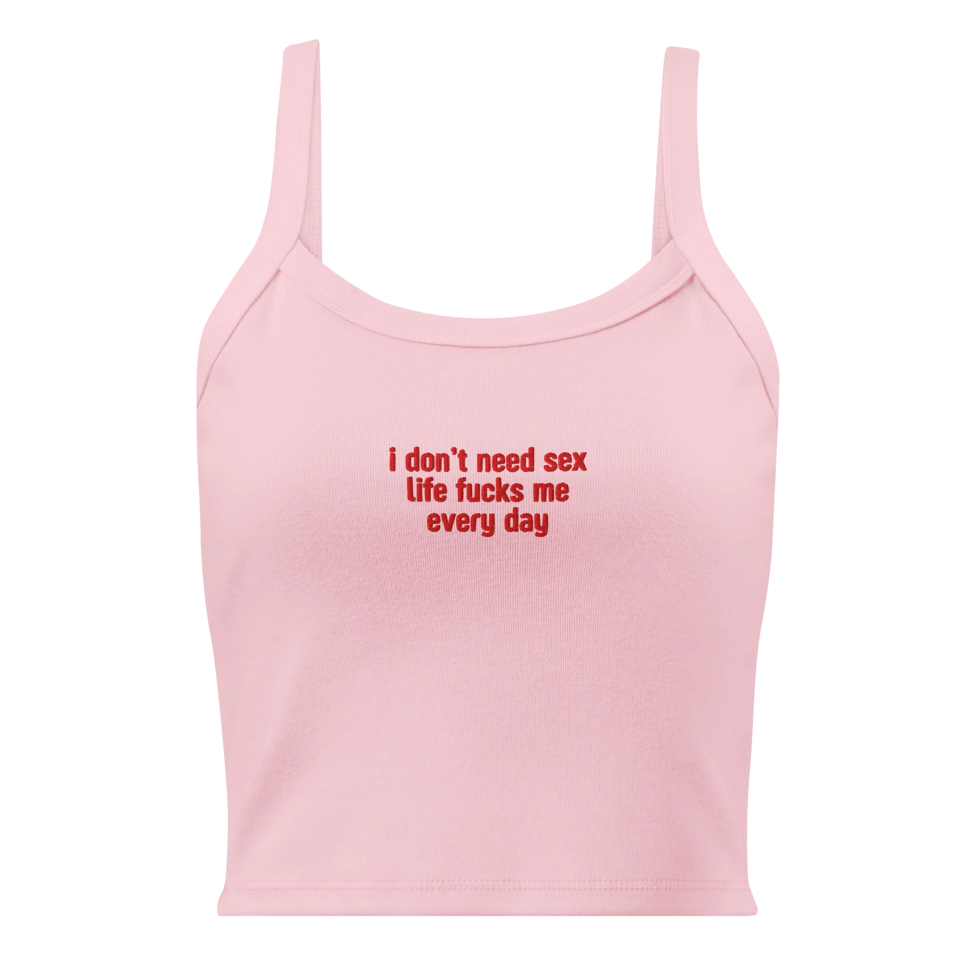 I Don't Need Sex Rib Embroidered Tank Top - Image 6