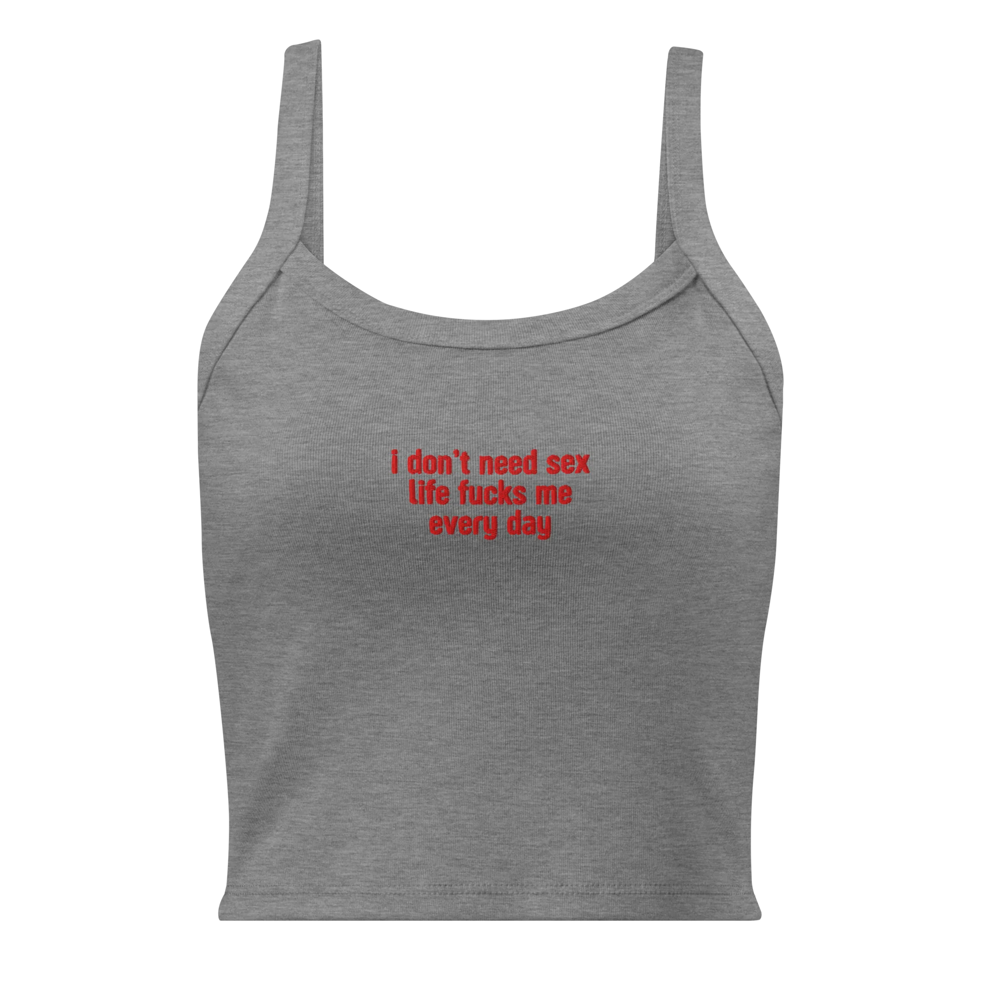 I Don't Need Sex Rib Embroidered Tank Top - Image 7