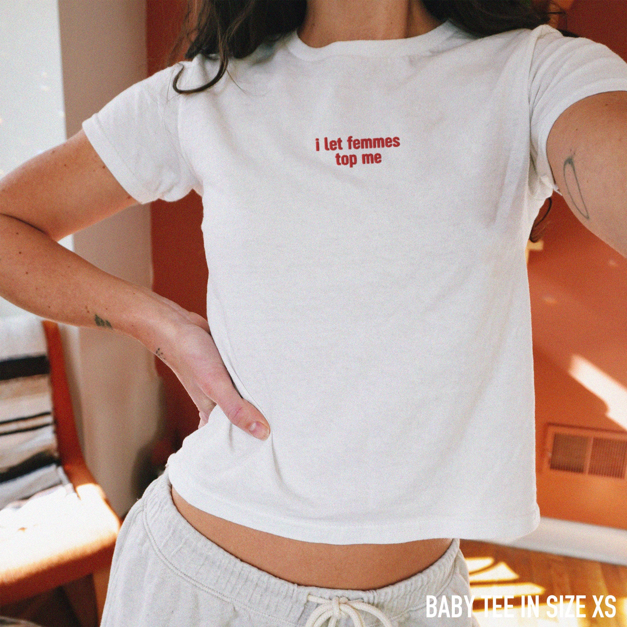 I Let Femmes Top Me Embroidered Baby Tee - Image 2