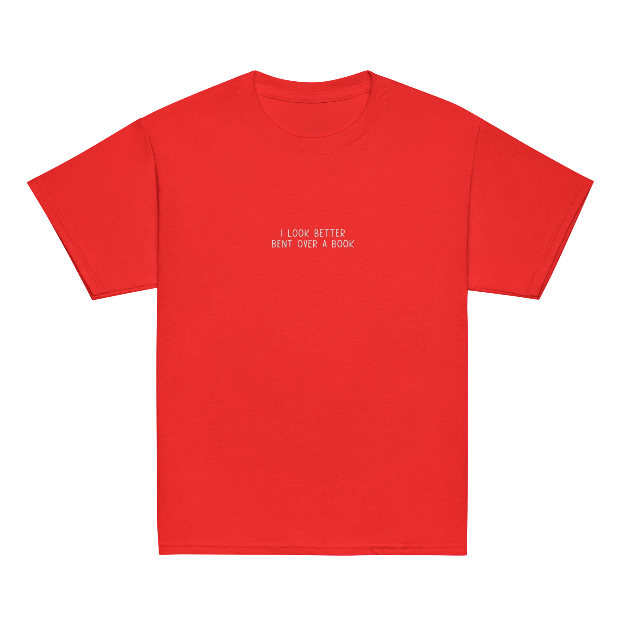 I Look Better Bent Over a Book Embroidered Baby Tee - Image 5