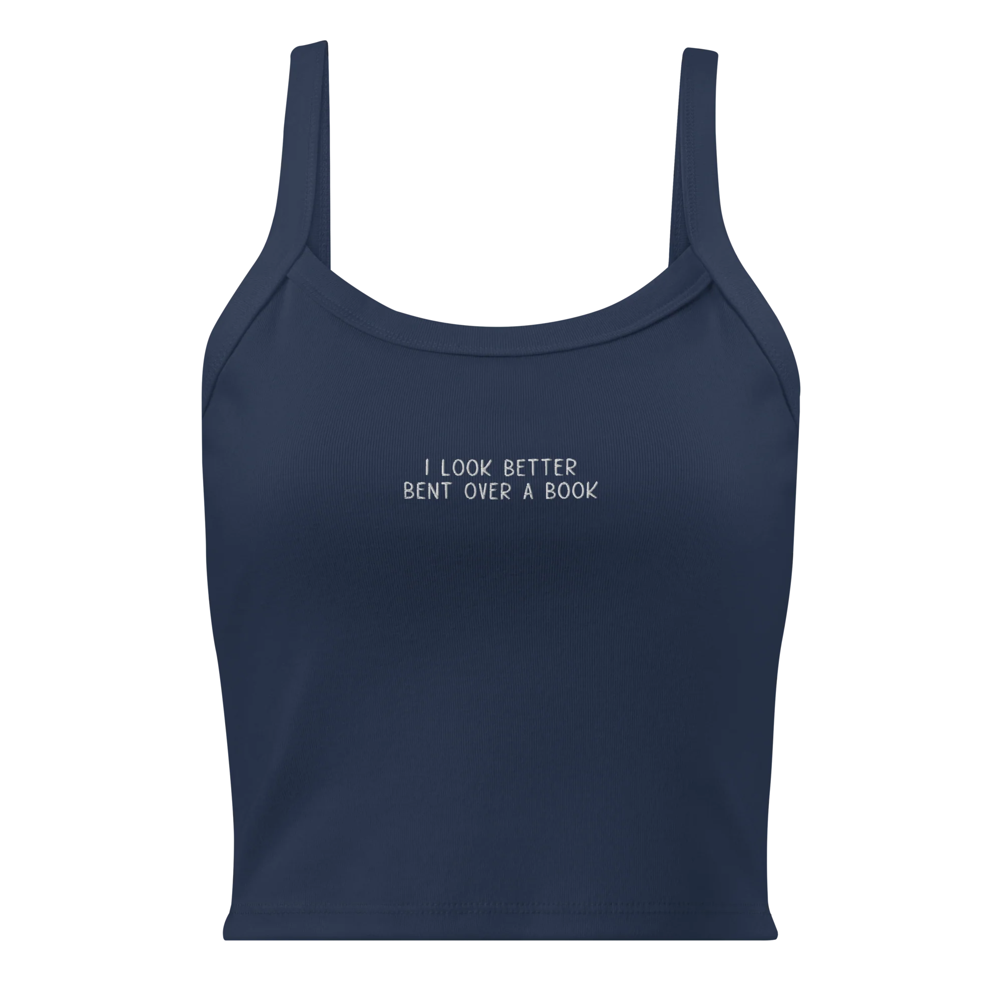 I Look Better Bent Over a Book Rib Embroidered Tank Top - Image 4