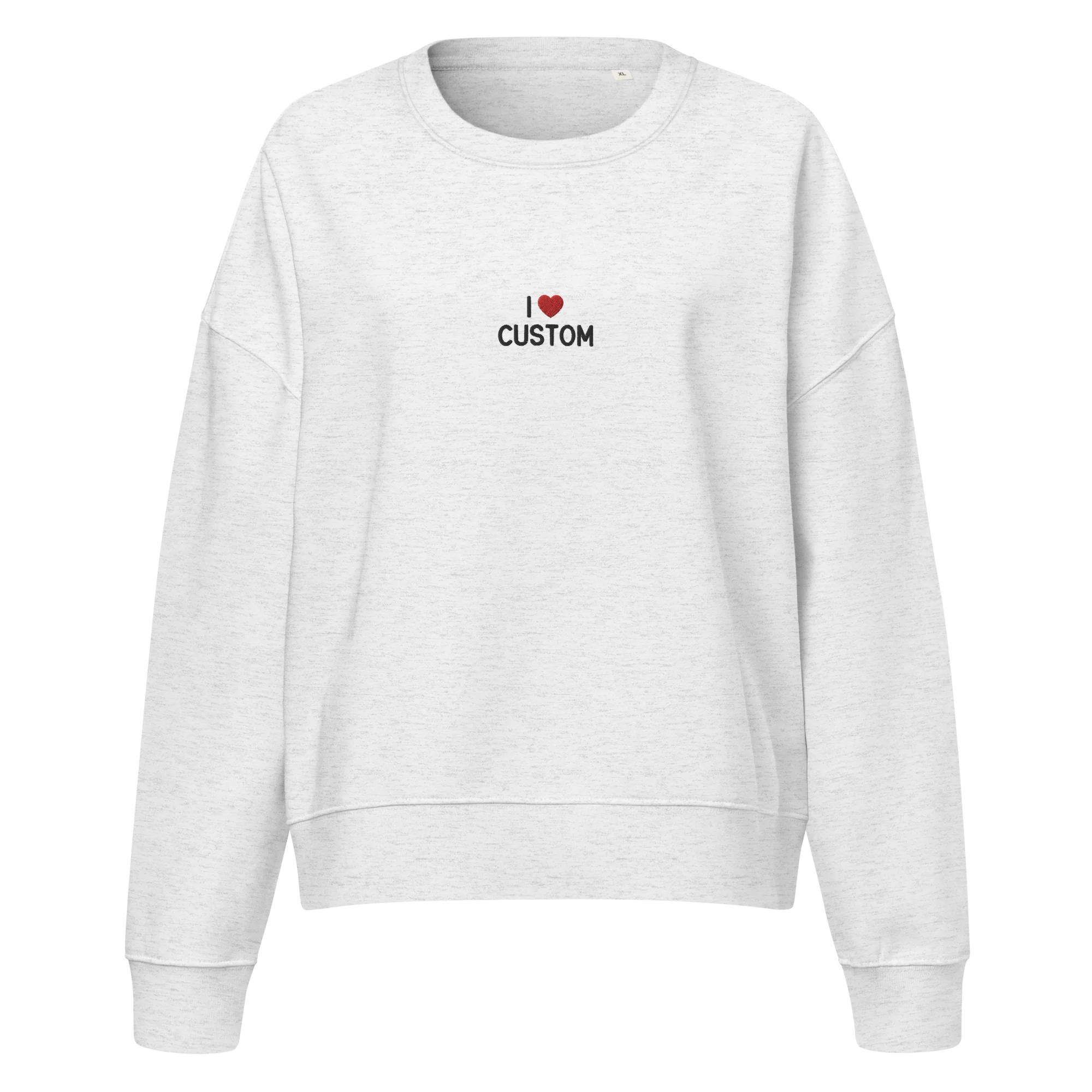 I Love (CUSTOM) Embroidered Women’s Organic Sweatshirt - Image 4