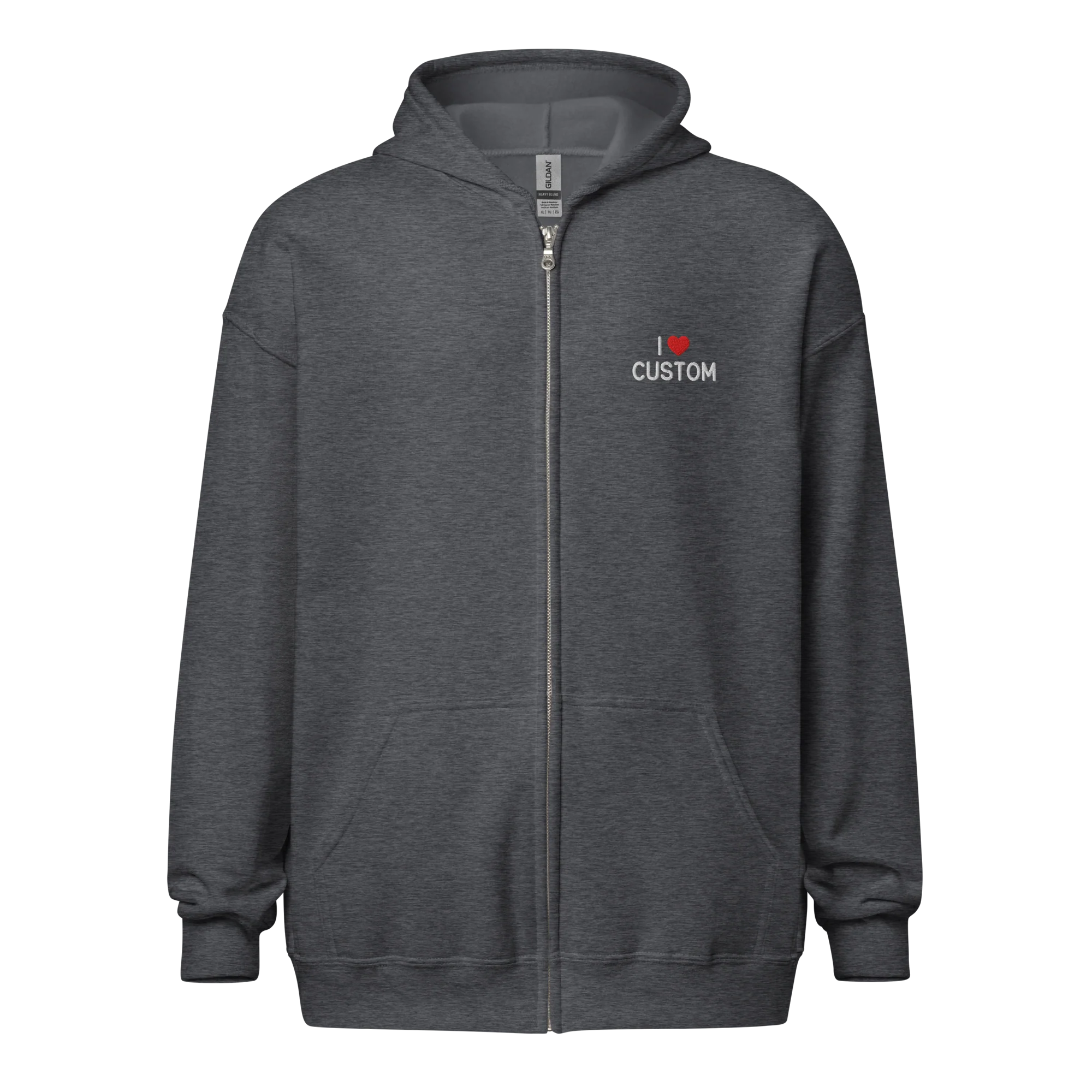 I Love (CUSTOM) Embroidered Zip-Up Hoodie - Image 3
